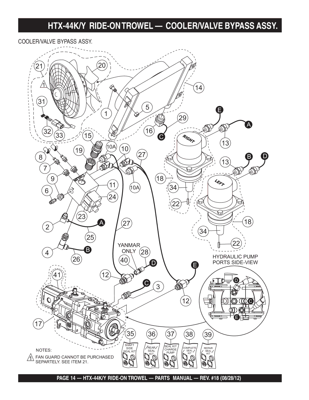 Multiquip HTX-44K5, HTX-44Y5, HTX-44Y4, HTX-44K4 manual HTX-44K/Y RIDE-ONTROWEL COOLER/VALVE Bypass Assy 