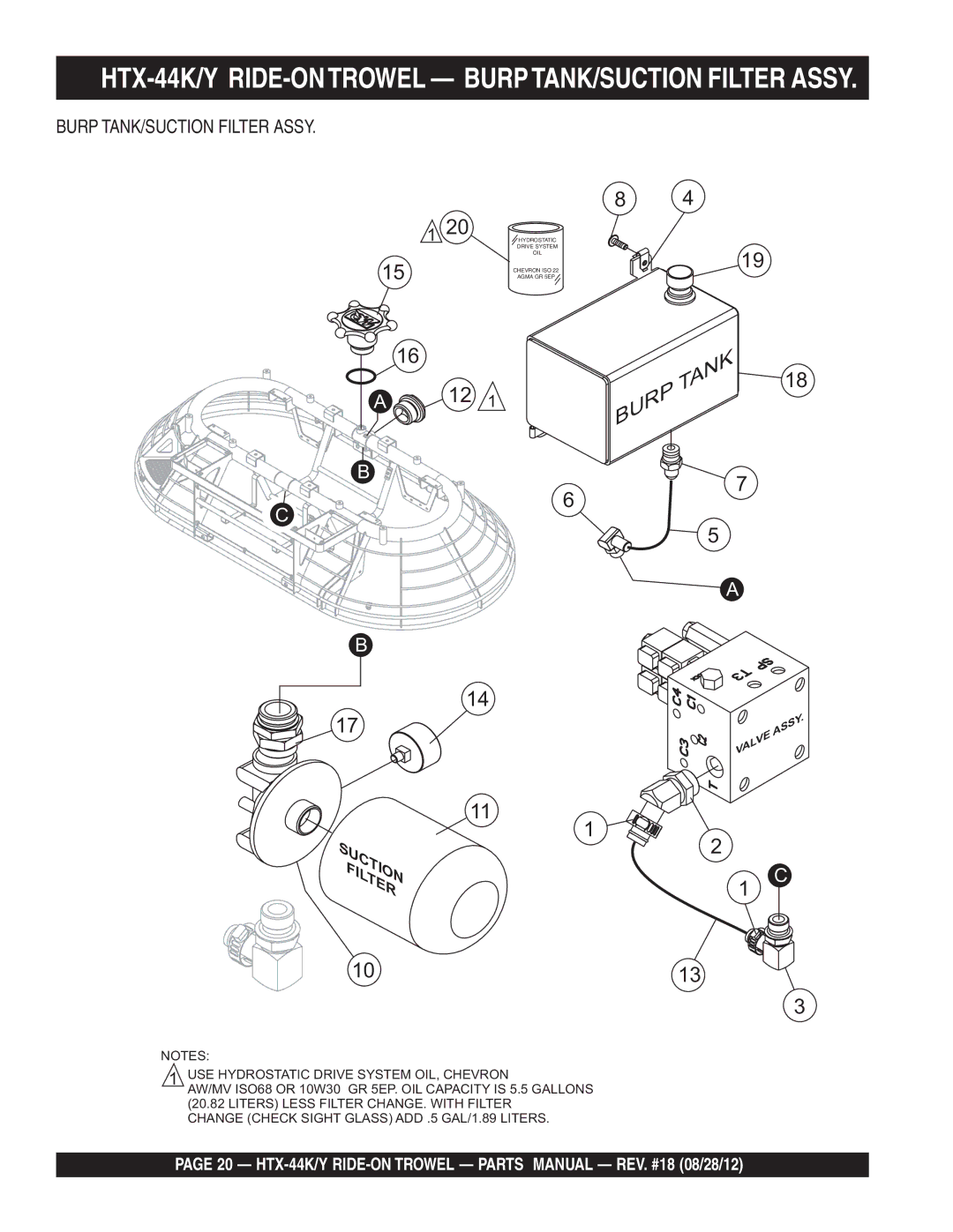 Multiquip HTX-44Y5, HTX-44Y4, HTX-44K5 HTX-44K/Y RIDE-ONTROWEL BURPTANK/SUCTION Filter Assy, Burp TANK/SUCTION Filter Assy 