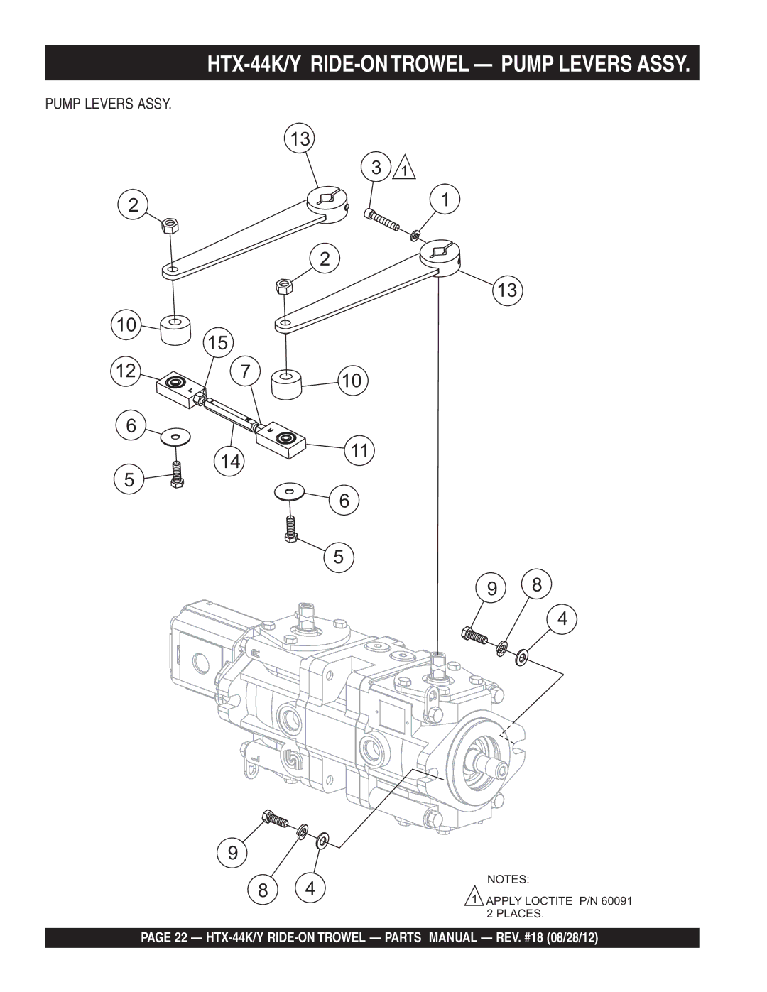 Multiquip HTX-44K5, HTX-44Y5, HTX-44Y4, HTX-44K4 manual HTX-44K/Y RIDE-ONTROWEL Pump Levers Assy 