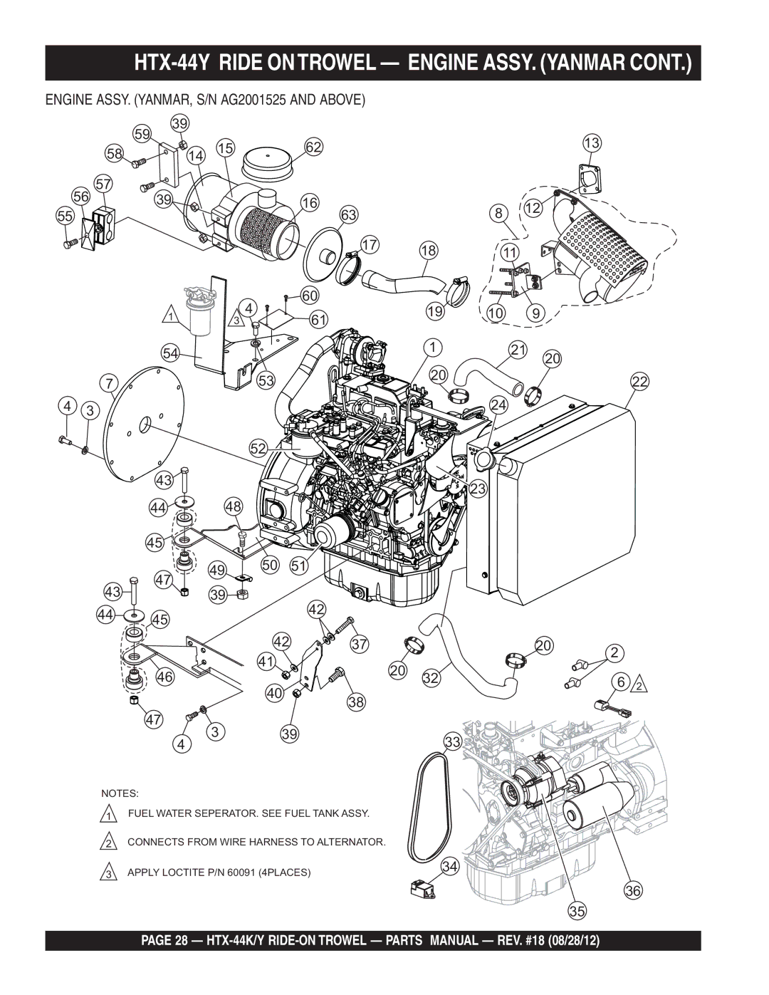 Multiquip HTX-44Y5, HTX-44Y4, HTX-44K5, HTX-44K4 manual HTX-44K/Y RIDE-ON Trowel Parts Manual REV. #18 08/28/12 