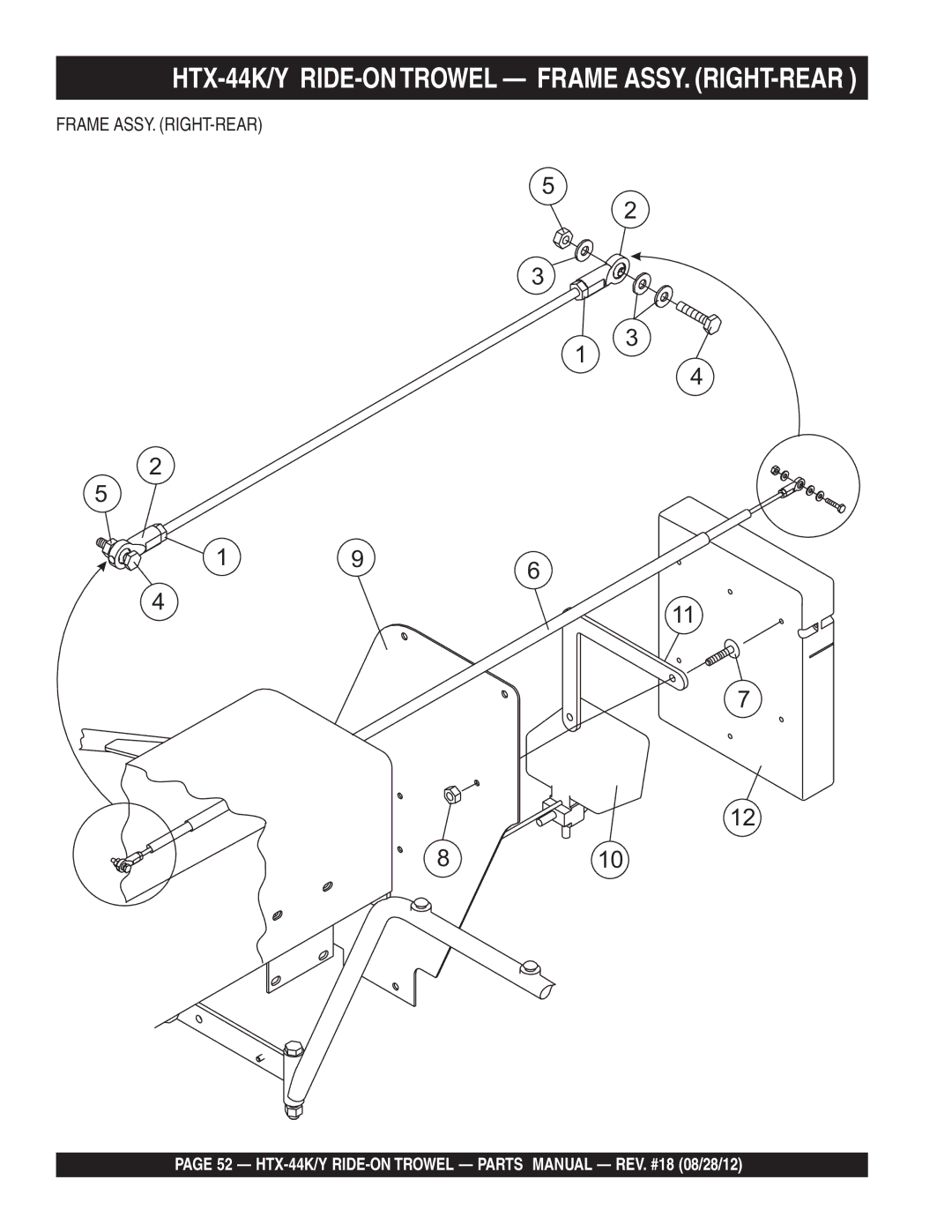 Multiquip HTX-44Y5, HTX-44Y4, HTX-44K5, HTX-44K4 manual HTX-44K/Y RIDE-ONTROWEL Frame ASSY. RIGHT-REAR 