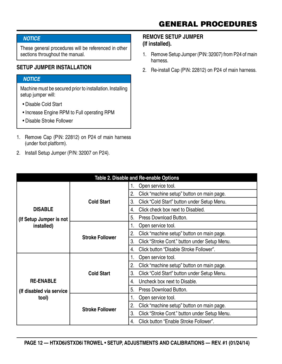 Multiquip HTXD6i / STXD6i manual General Procedures, Setup Jumper Installation, Remove Setup Jumper If installed 