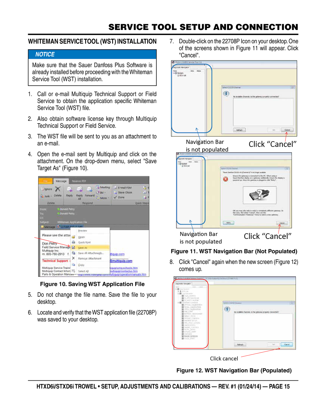 Multiquip HTXD6i / STXD6i manual Service Tool Setup and Connection, Click Cancel again when the new screen comes up 