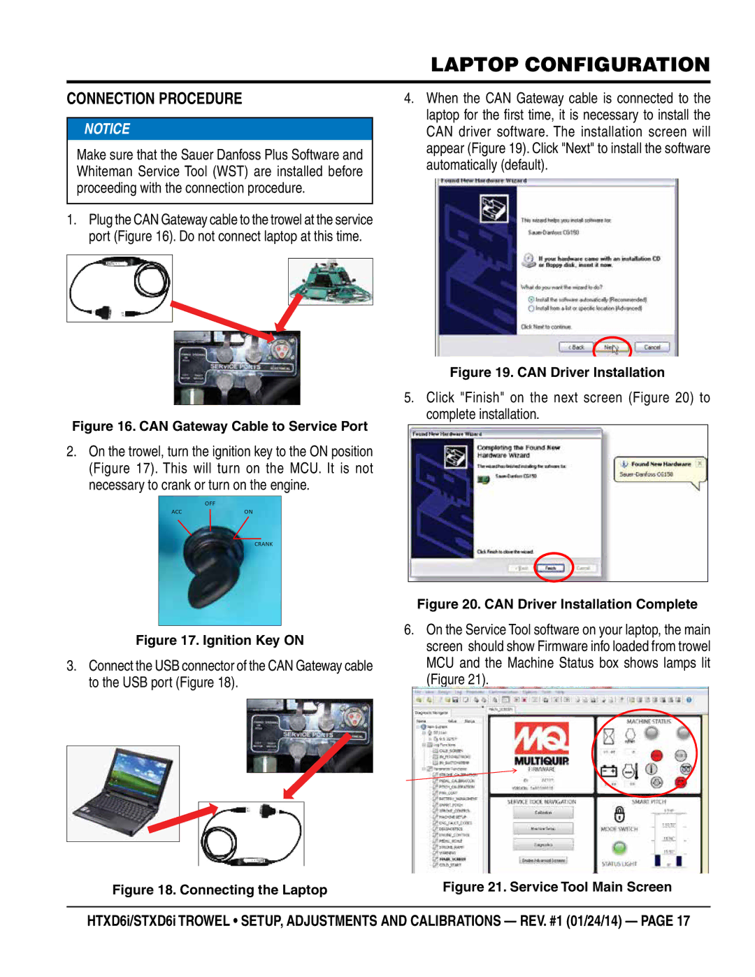 Multiquip HTXD6i / STXD6i manual Laptop Configuration, Connection Procedure, Necessary to crank or turn on the engine 