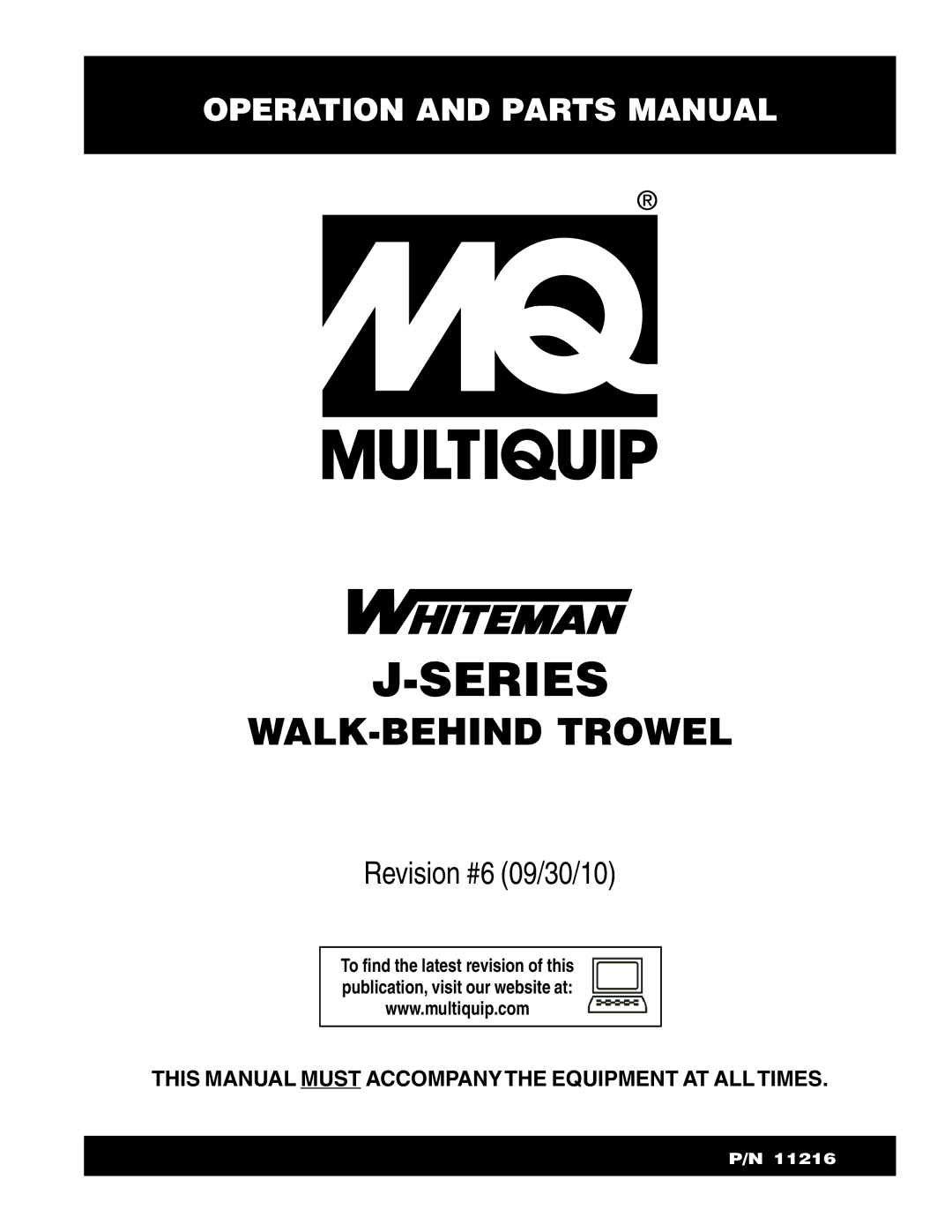 Multiquip J-SERIES manual Series 