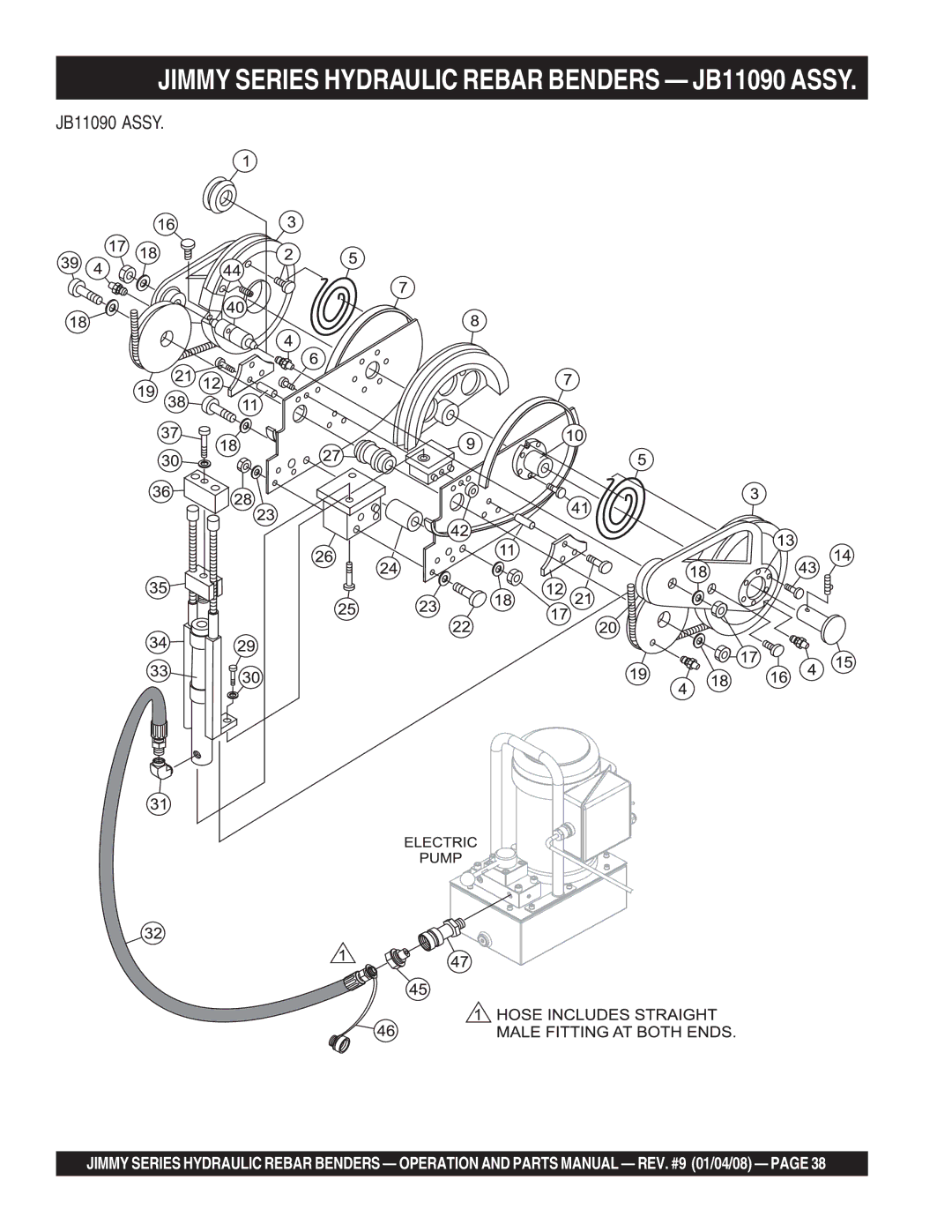 Multiquip JB9180, JPU1, JB5090, JB7135, JB8090, JB5135, JB7090 manual Jimmy Series Hydraulic Rebar Benders JB11090 Assy 