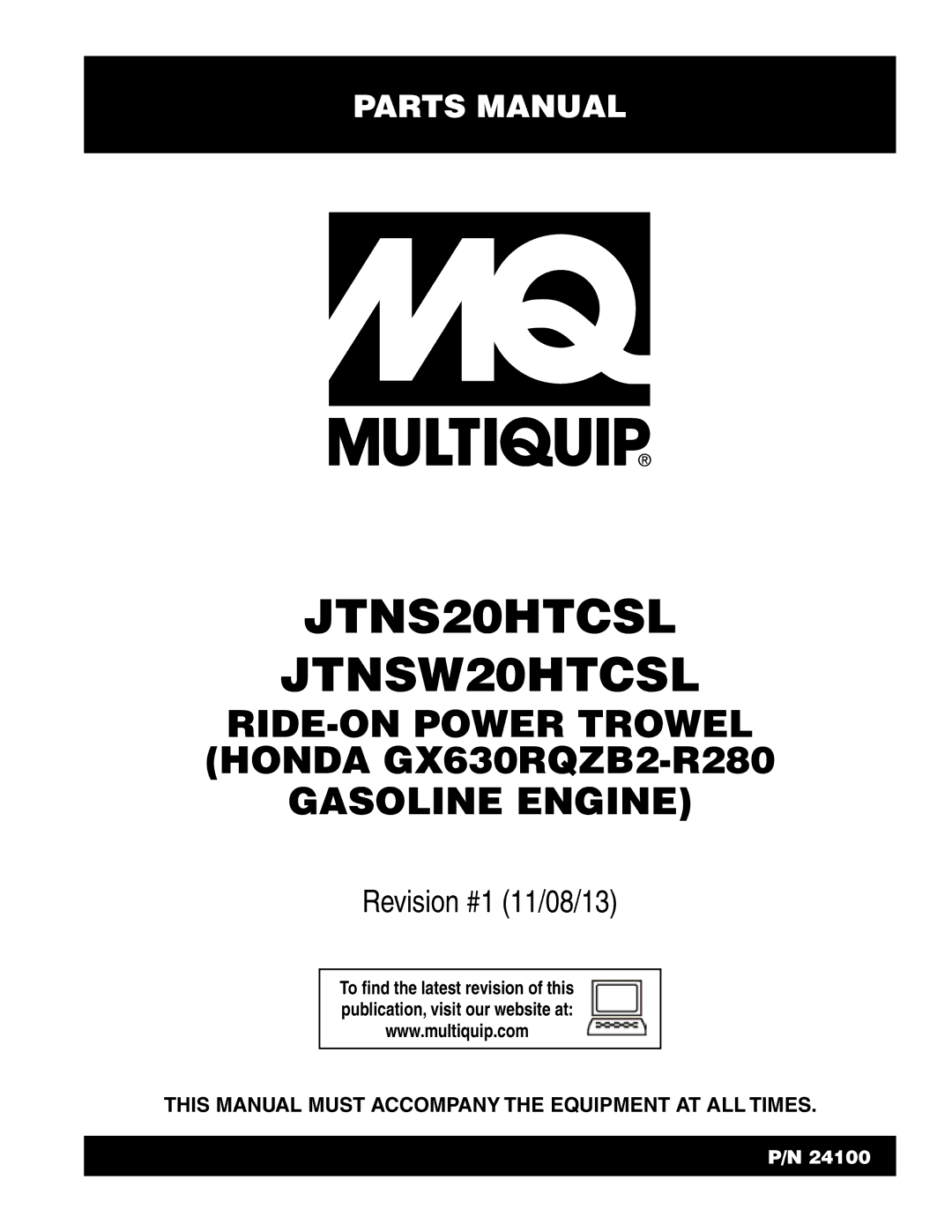 Multiquip manual JTNS20HTCSL JTNSW20HTCSL 