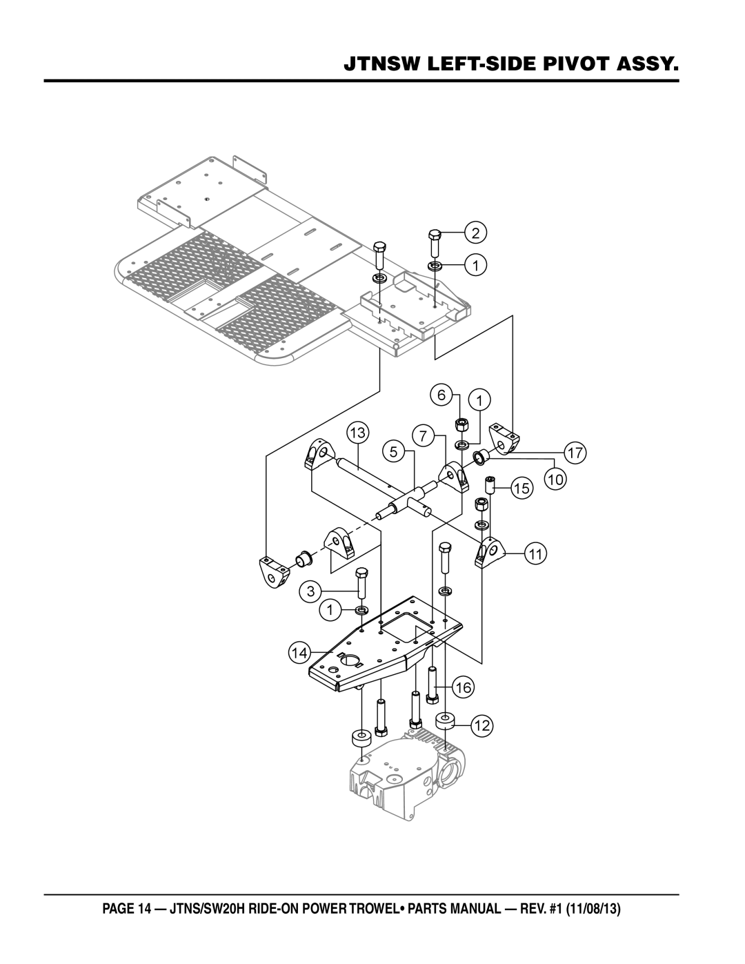 Multiquip JTNS20HTCSL, JTNSW20HTCSL manual Jtnsw LEFT-side pivot assy 