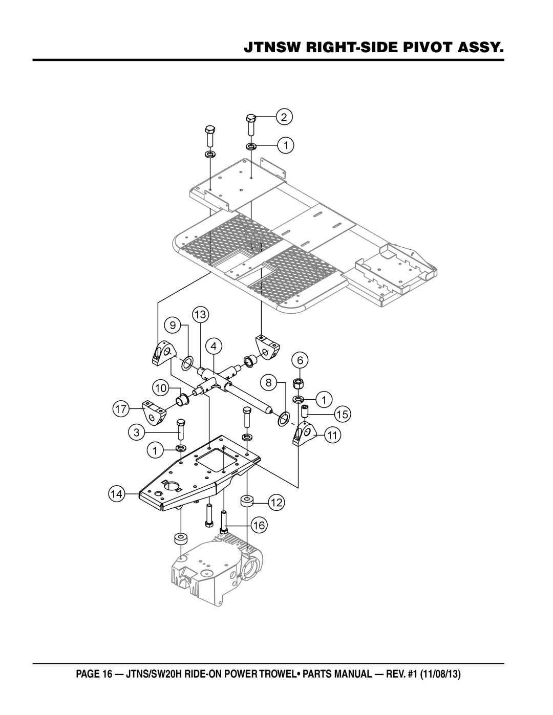 Multiquip JTNS20HTCSL, JTNSW20HTCSL manual Jtnsw RIGHT-side pivot assy 