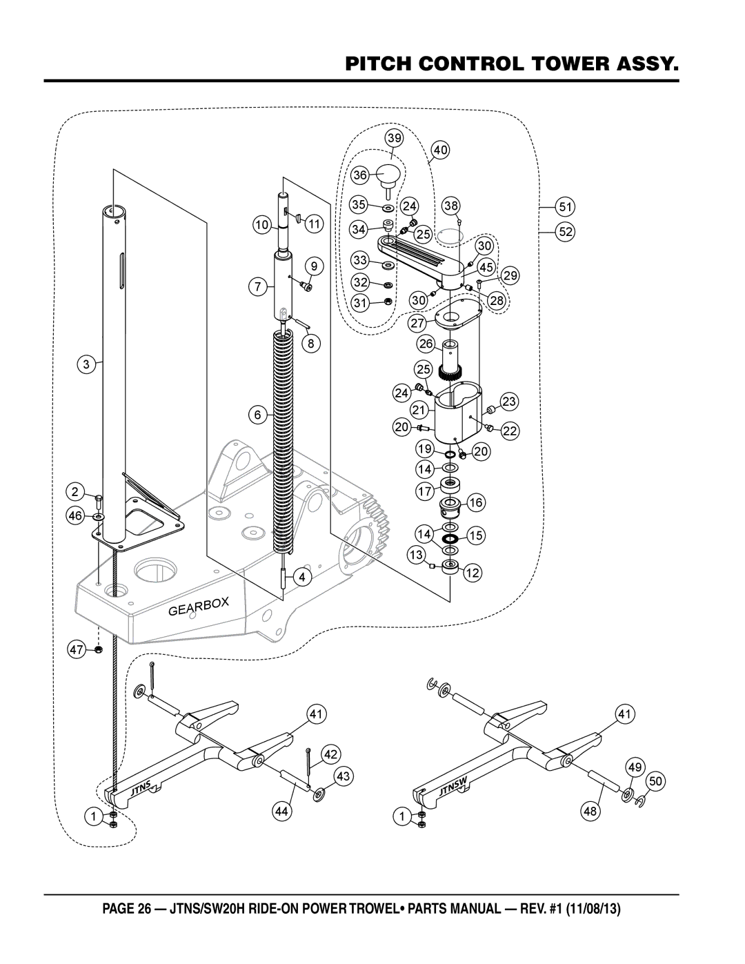 Multiquip JTNS20HTCSL, JTNSW20HTCSL manual Pitch Control Tower Assy 