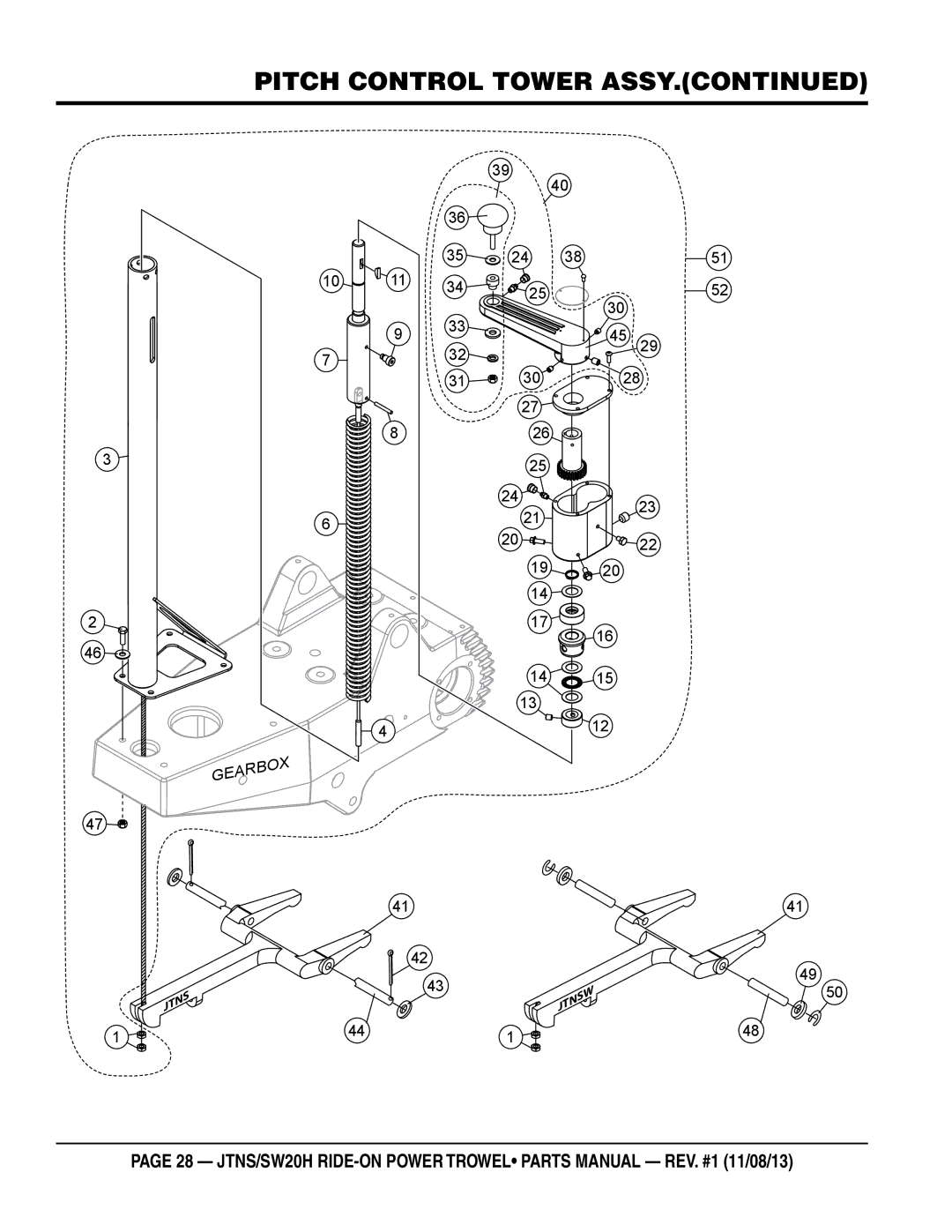 Multiquip JTNS20HTCSL, JTNSW20HTCSL manual Pitch Control Tower Assy 