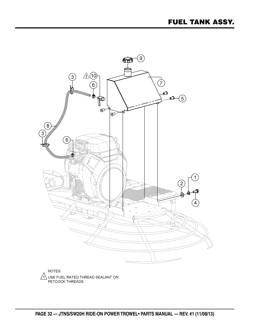 Multiquip JTNS20HTCSL, JTNSW20HTCSL manual Fuel Tank Assy 