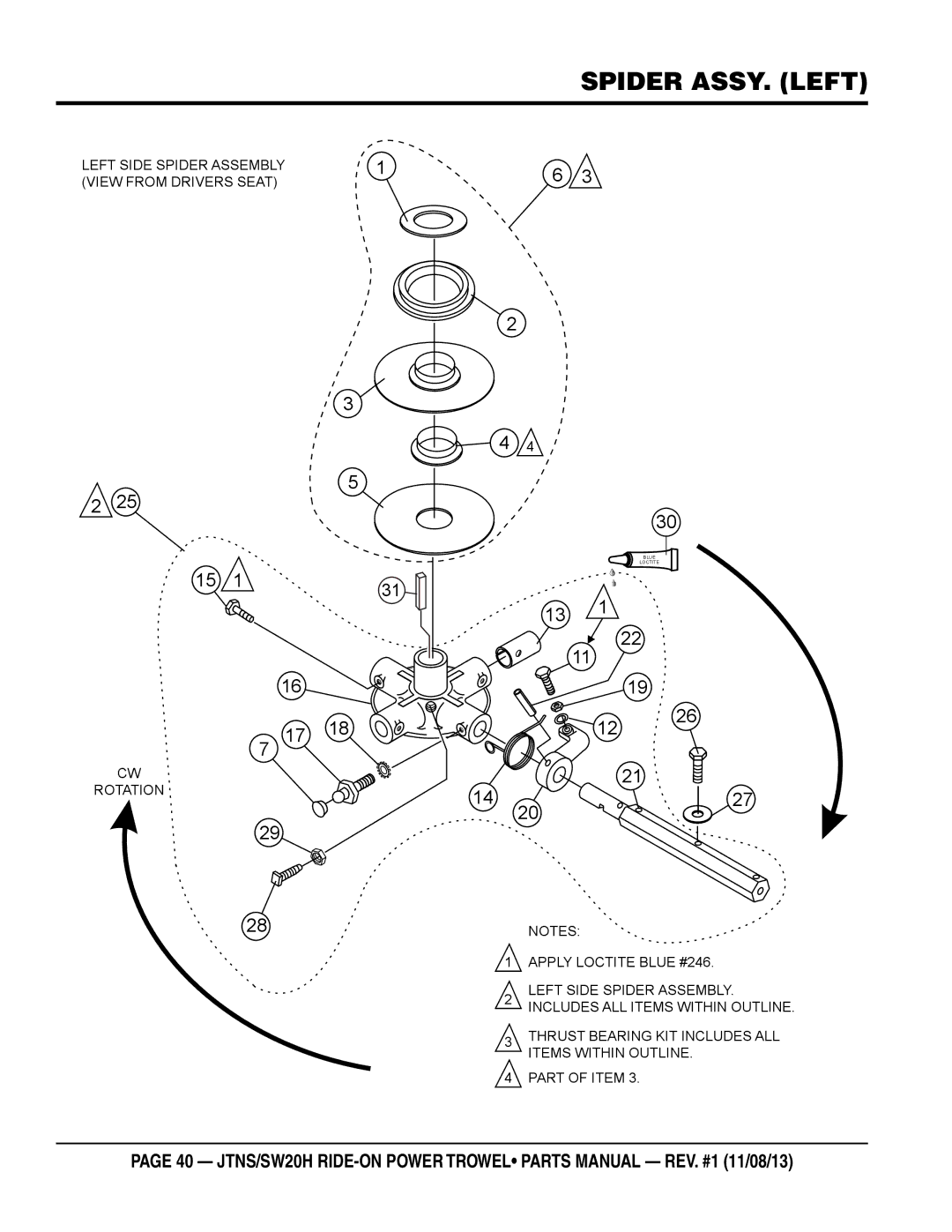 Multiquip JTNS20HTCSL, JTNSW20HTCSL manual Spider ASSY. Left 