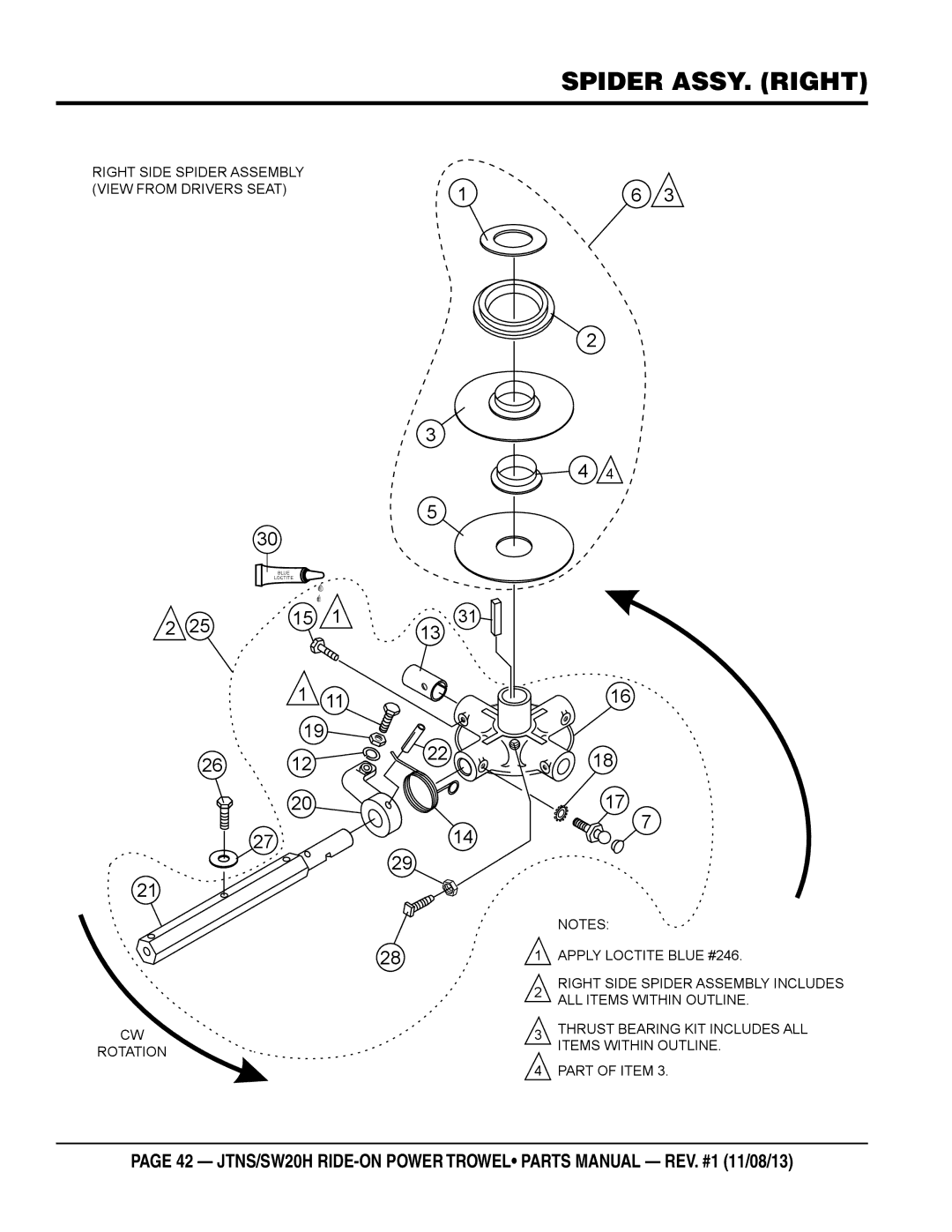 Multiquip JTNS20HTCSL, JTNSW20HTCSL manual Spider ASSY. Right 