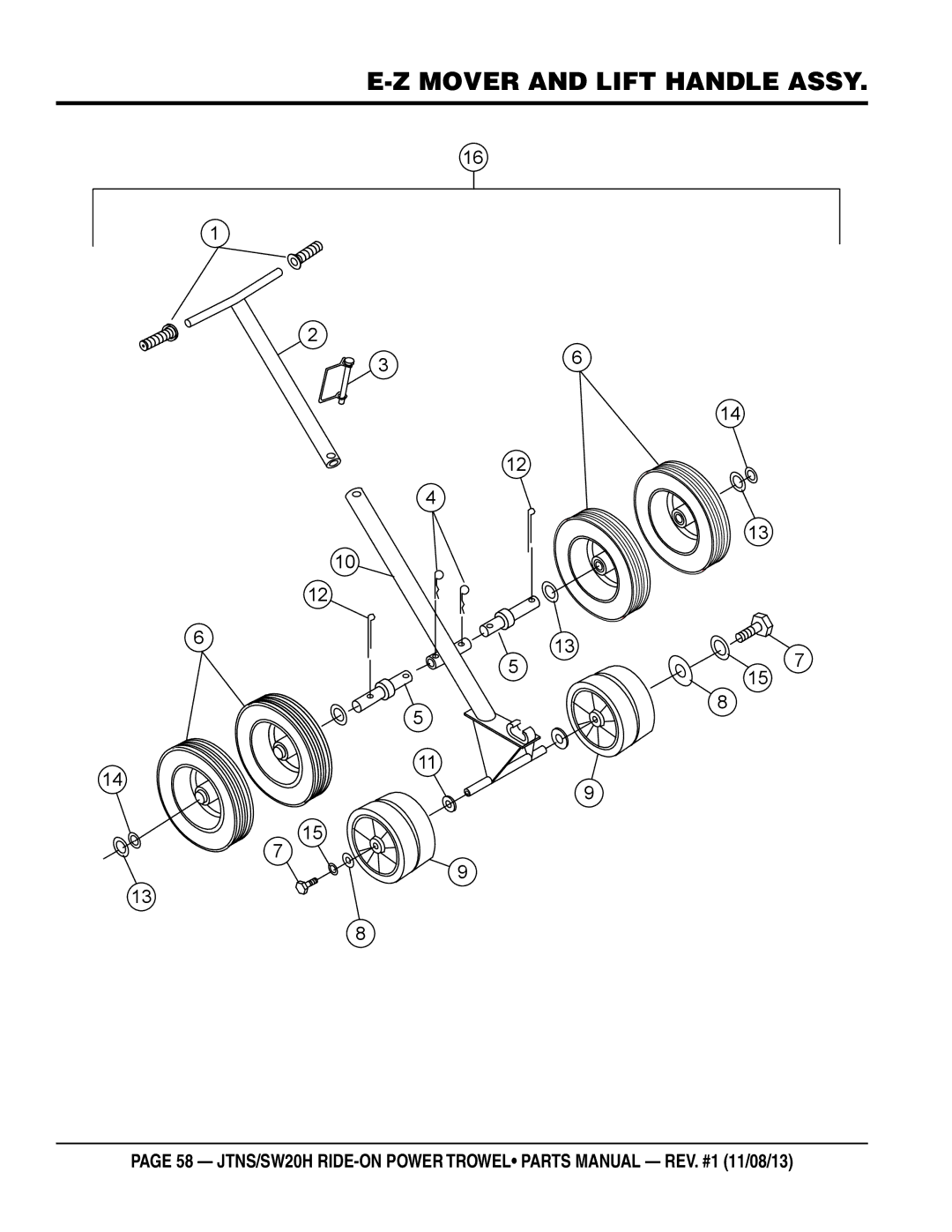 Multiquip JTNS20HTCSL, JTNSW20HTCSL manual Mover and Lift Handle Assy 