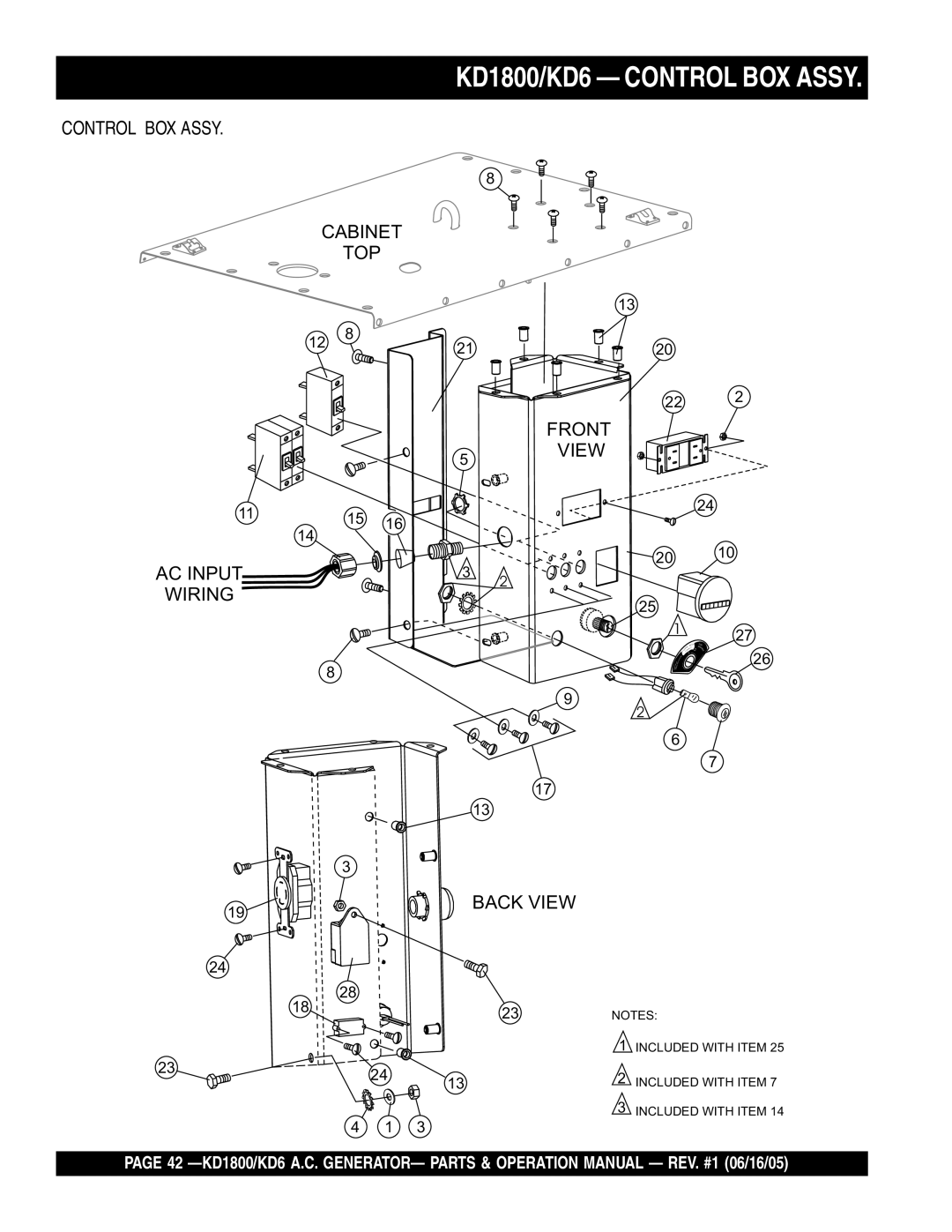 Multiquip operation manual KD1800/KD6 Control BOX Assy 