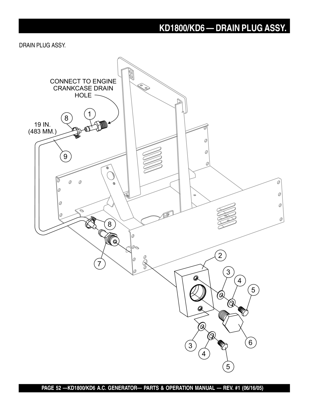 Multiquip operation manual KD1800/KD6 Drain Plug Assy 