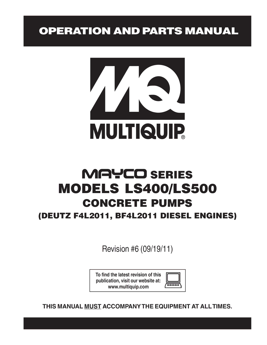 Multiquip manual Models LS400/LS500 