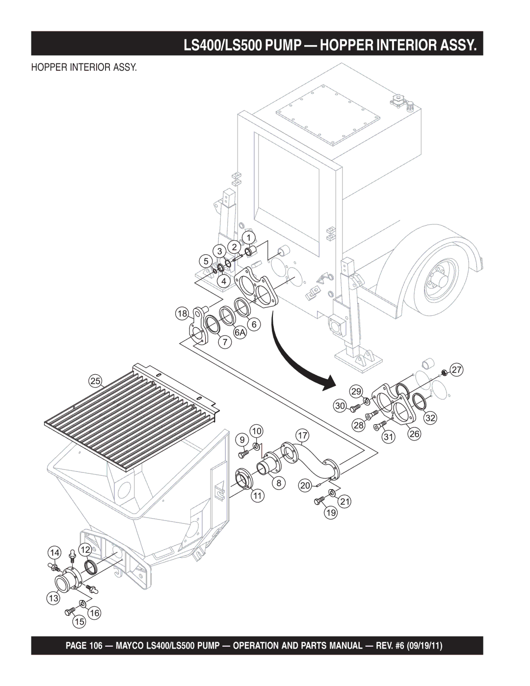 Multiquip manual LS400/LS500 Pump Hopper Interior Assy 