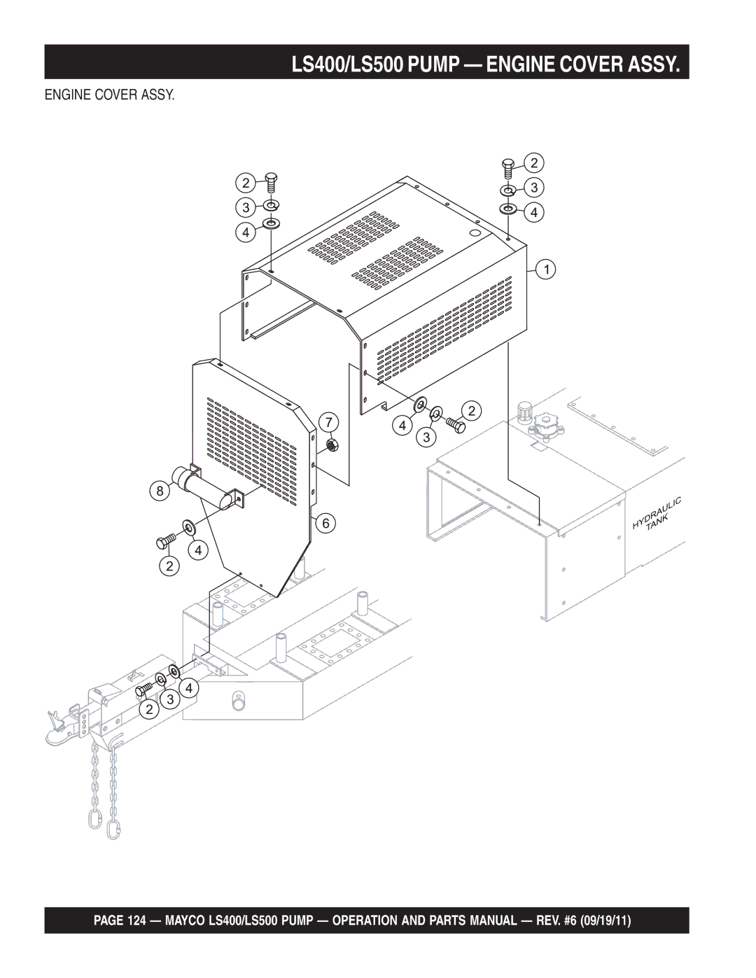 Multiquip manual LS400/LS500 Pump Engine Cover Assy 