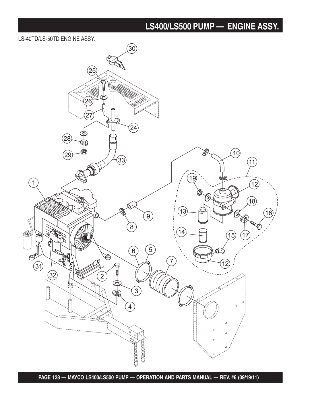 Multiquip manual LS400/LS500 Pump Engine Assy, LS-40TD/LS-50TD Engine Assy 