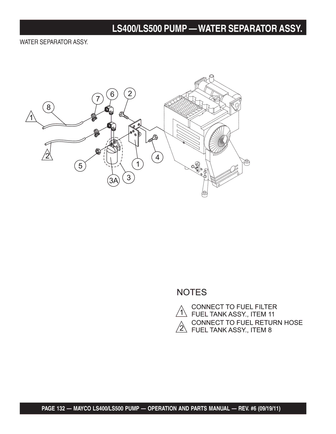 Multiquip manual LS400/LS500 Pump -WATER Separator Assy, Water Separator Assy 