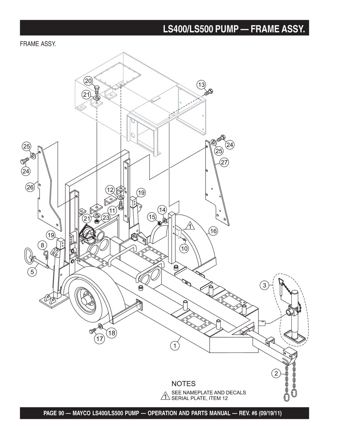 Multiquip manual LS400/LS500 Pump Frame Assy 