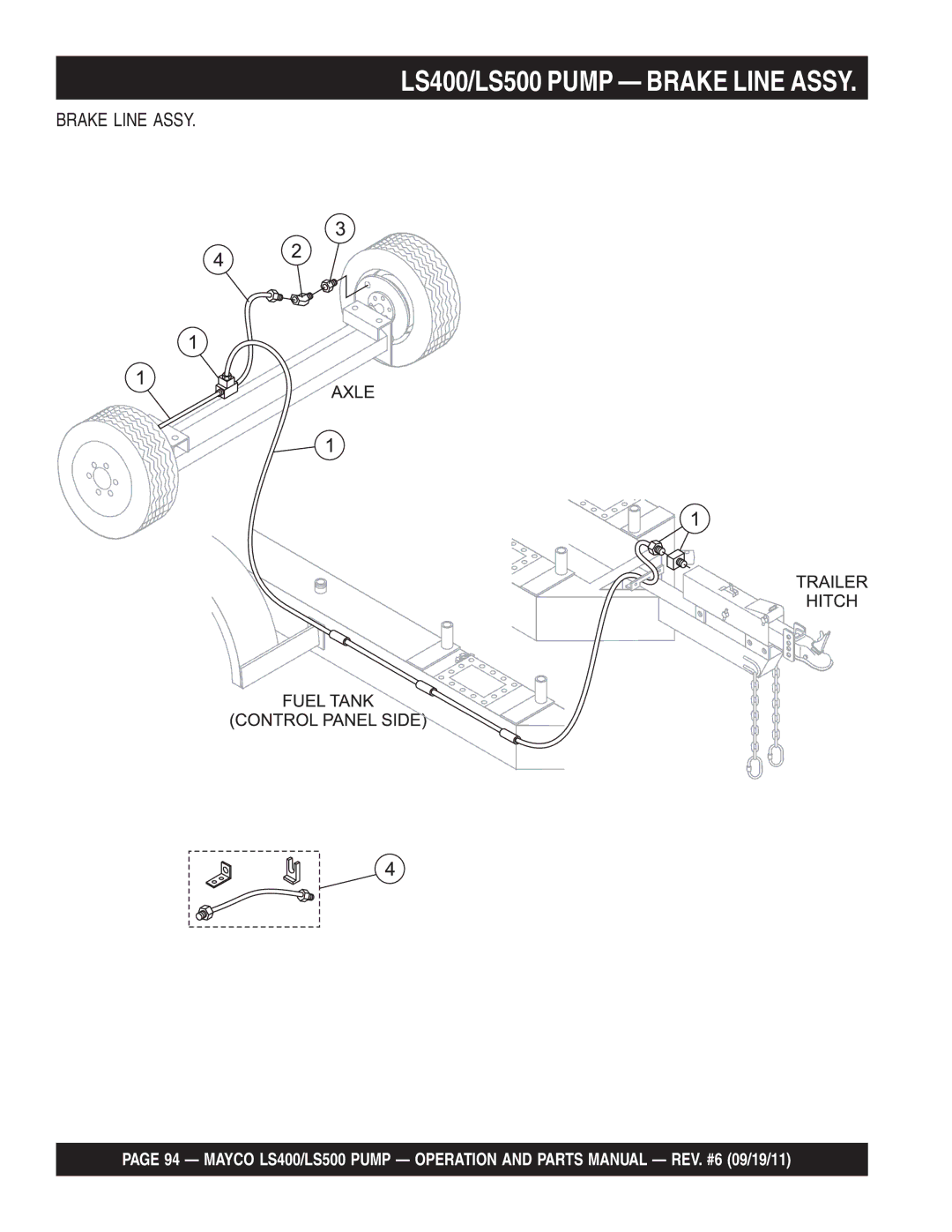 Multiquip manual LS400/LS500 Pump Brake Line Assy 