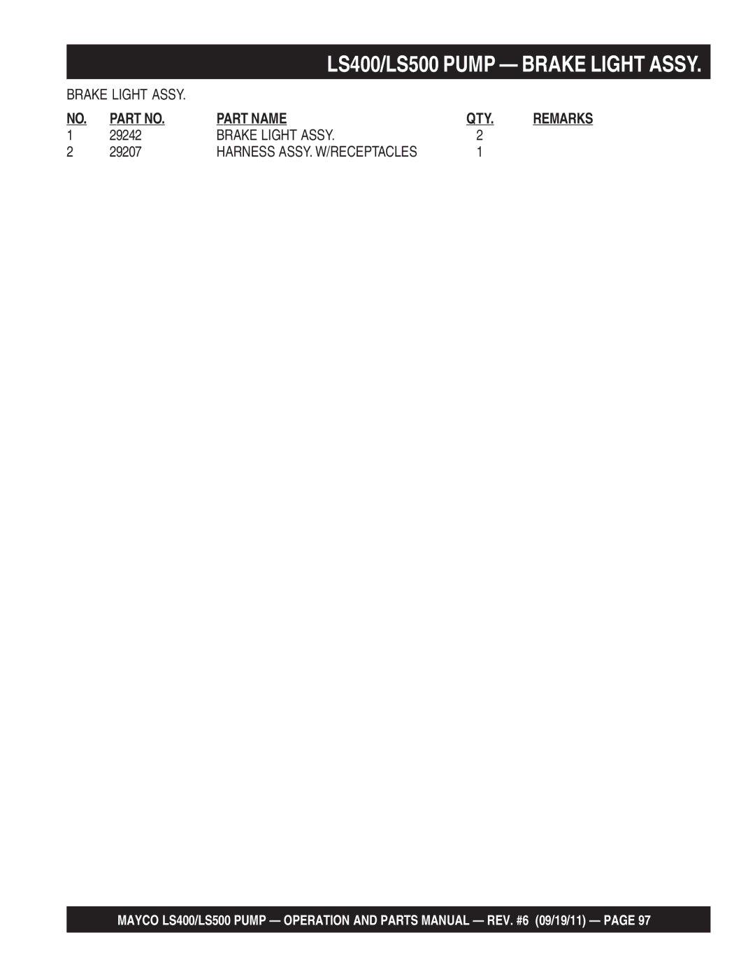 Multiquip LS500, LS400 manual 29242, 29207 