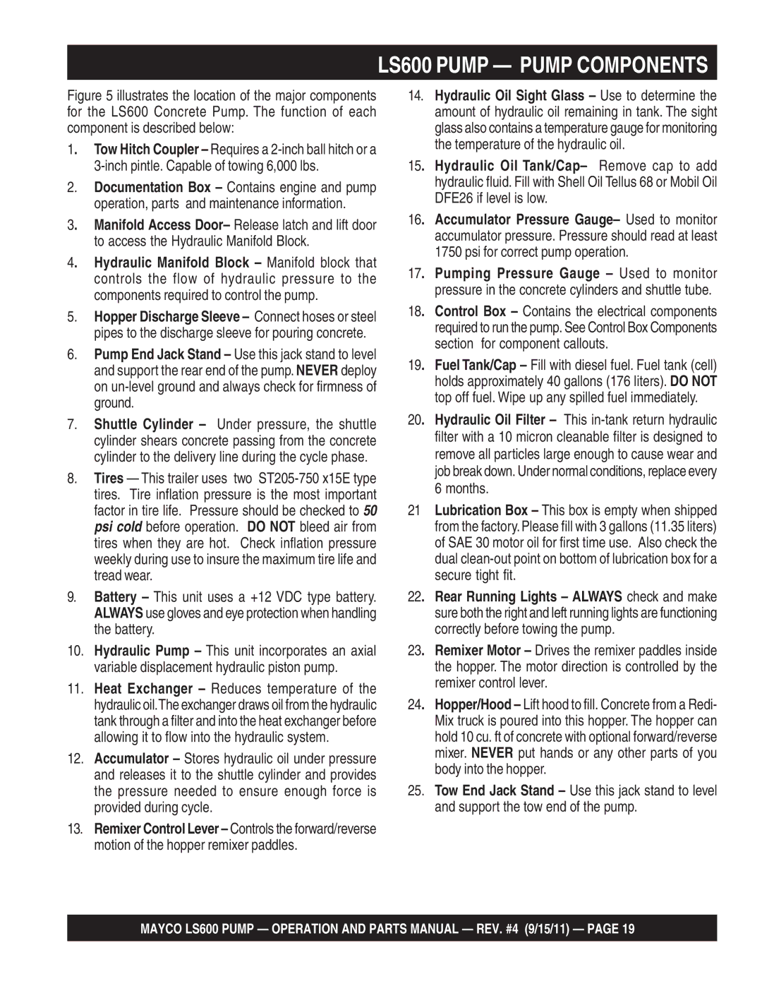 Multiquip manual LS600 Pump Pump Components 