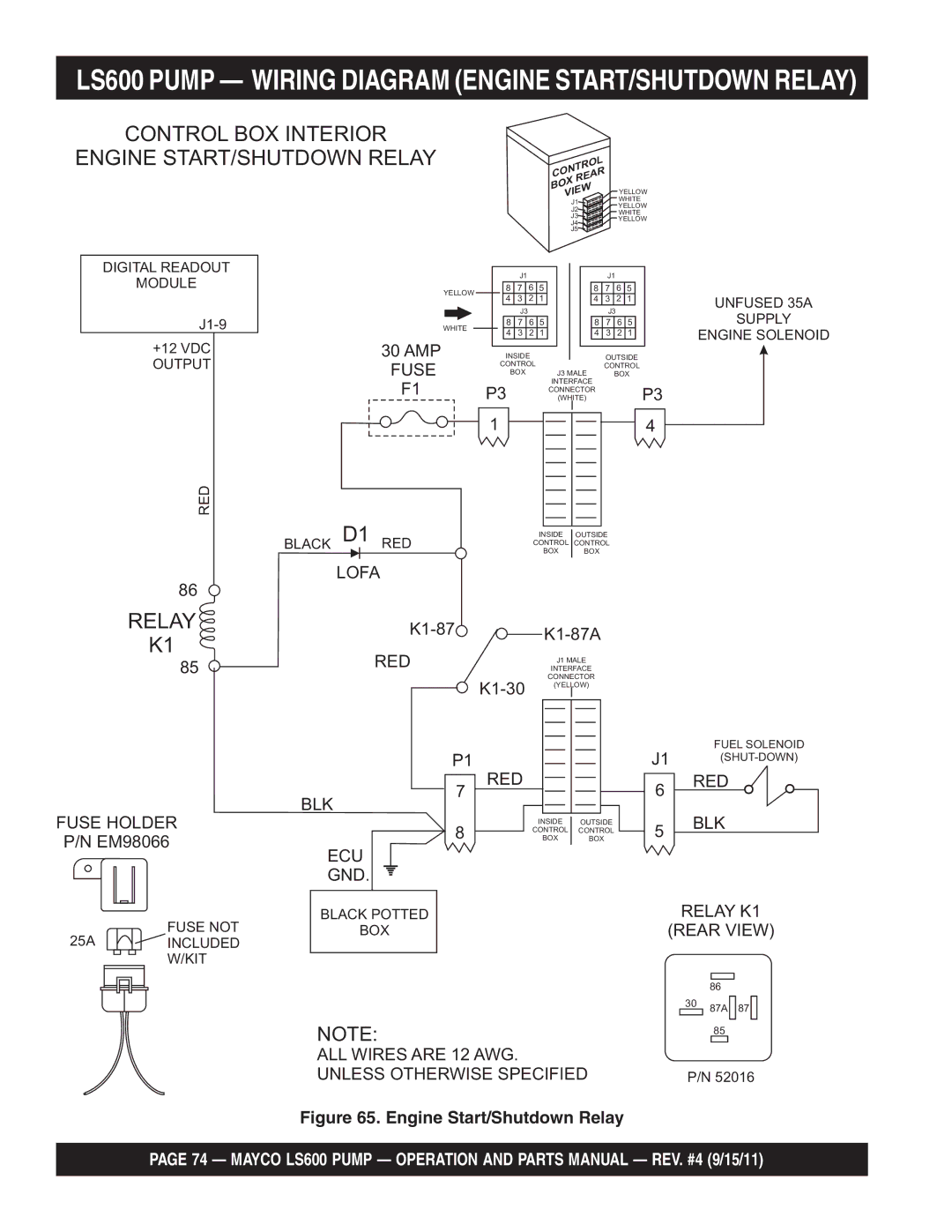 Multiquip manual LS600 Pump Wiring Diagram Engine START/SHUTDOWN Relay 