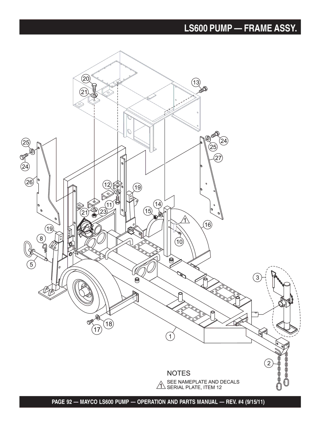 Multiquip manual LS600 Pump Frame Assy 