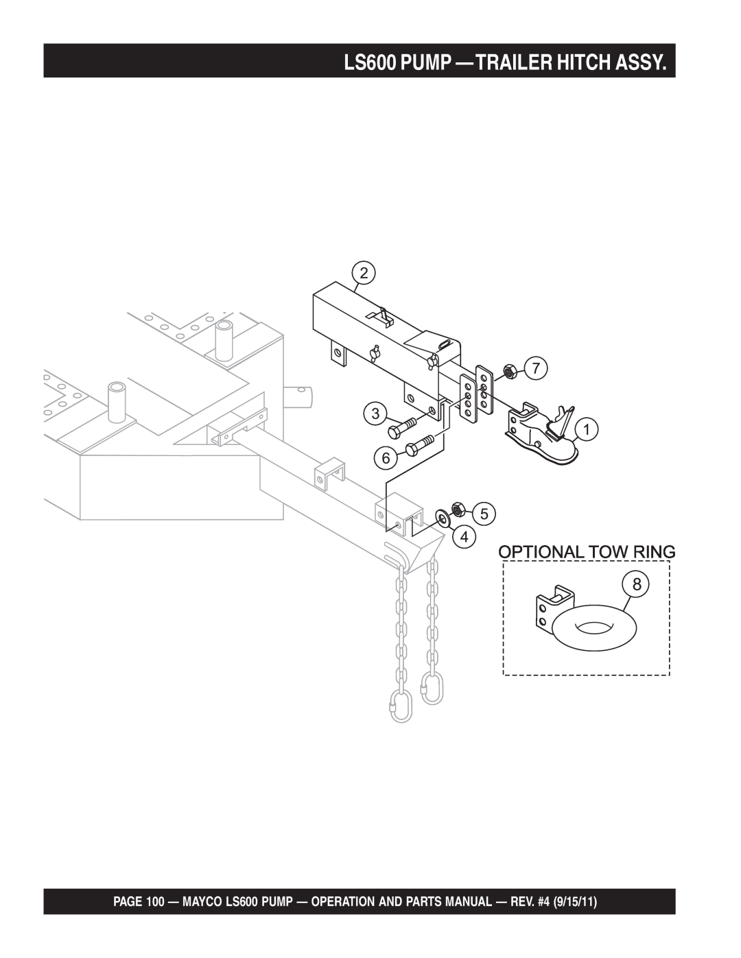 Multiquip manual LS600 PUMP —TRAILERHITCH ASSY 