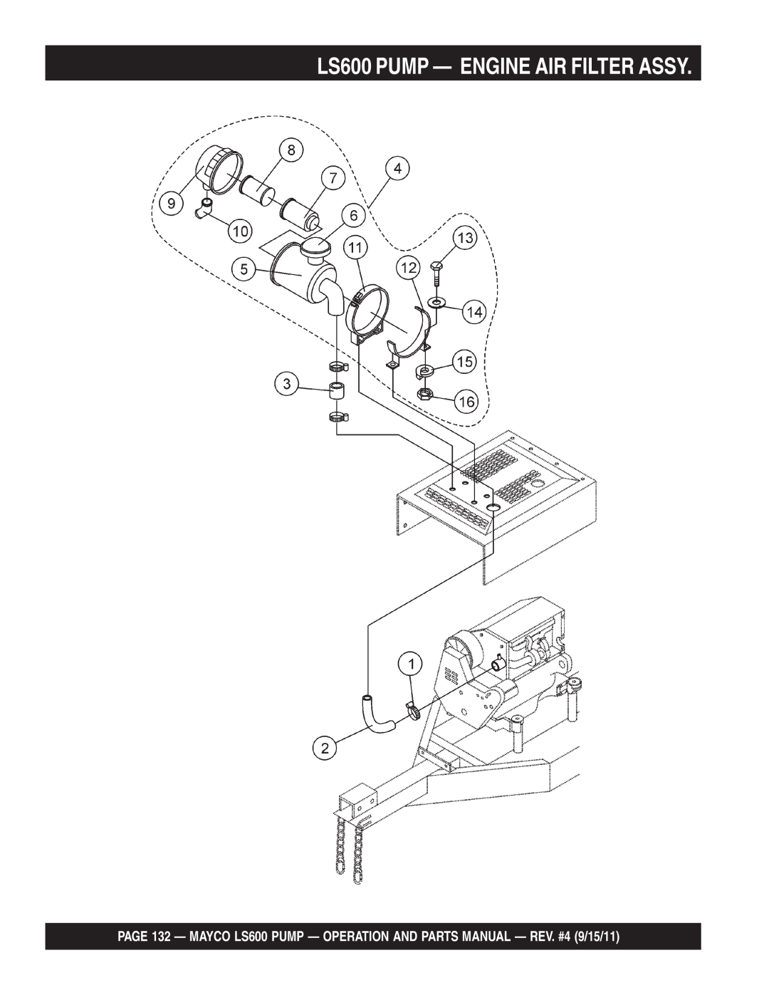 Multiquip manual LS600 PUMP — ENGINE AIR FILTER ASSY 