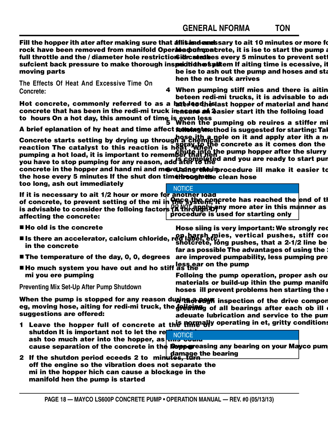 Multiquip LS600P operation manual Effects Of Heat And Excessive Time On Concrete, Preventing Mix Set-Up After Pump Shutdown 