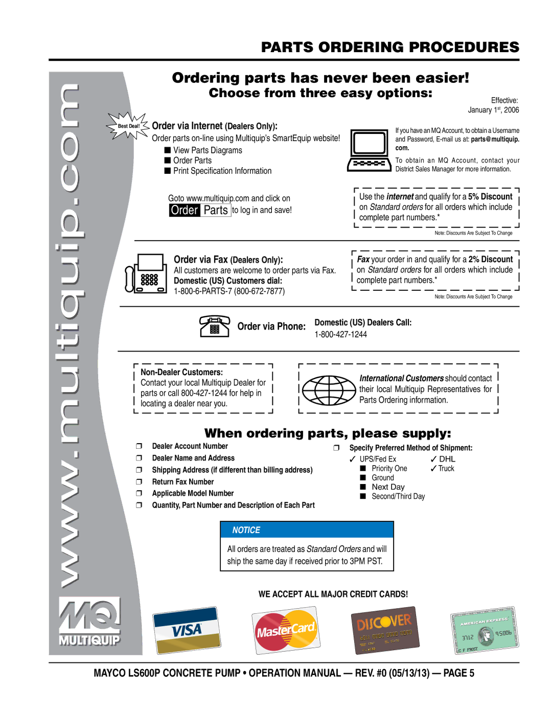 Multiquip LS600P operation manual Choose from three easy options 