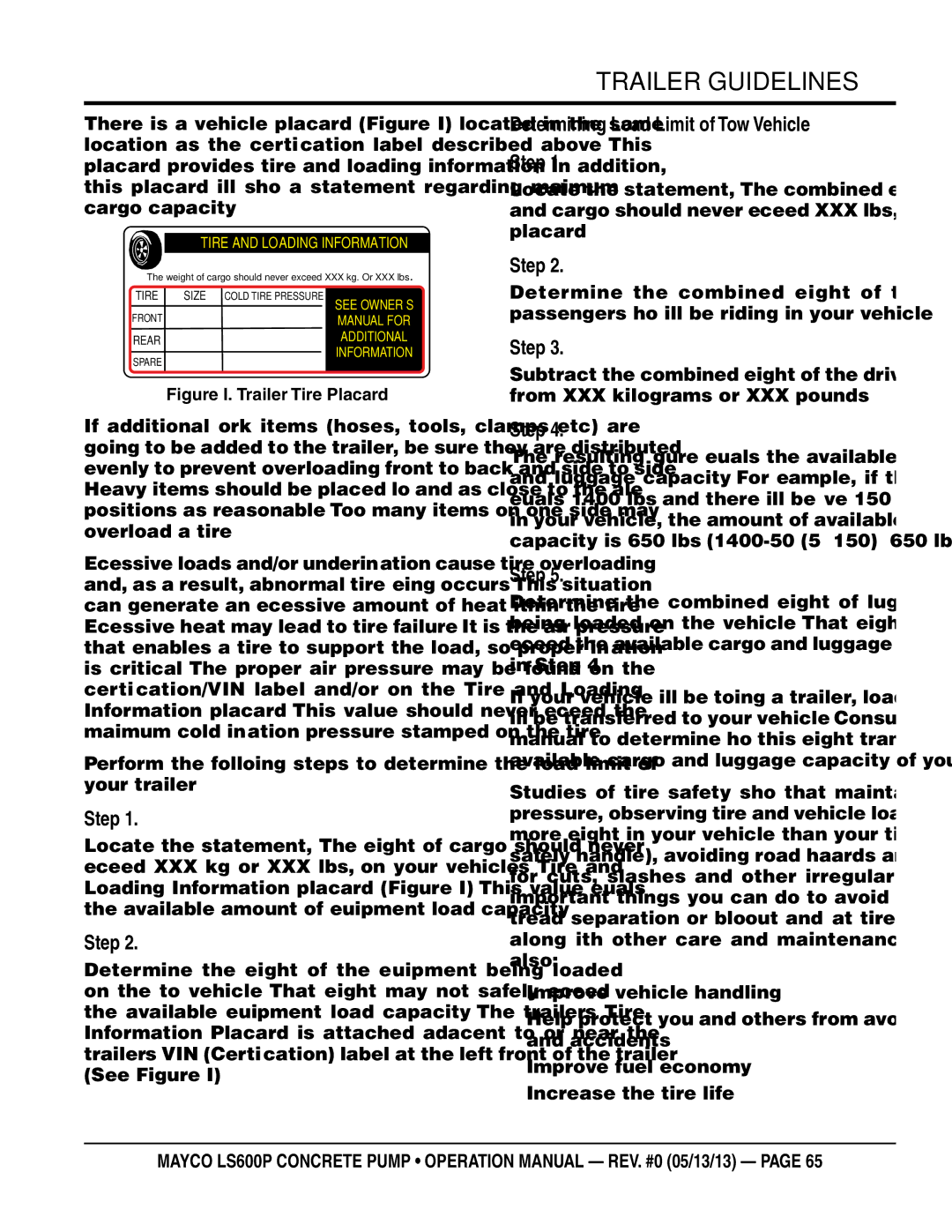 Multiquip LS600P operation manual Determining Load Limit of Tow vehicle Step 