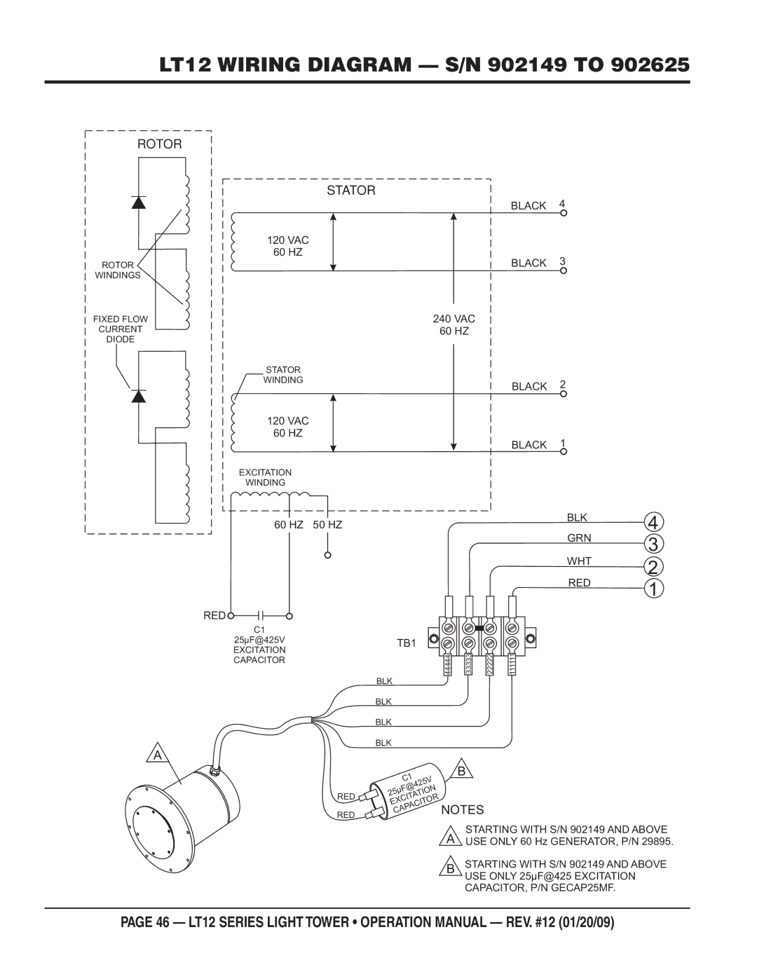 Multiquip LT12D, LT12P operation manual LT12 Wiring Diagram S/N 902149 to 