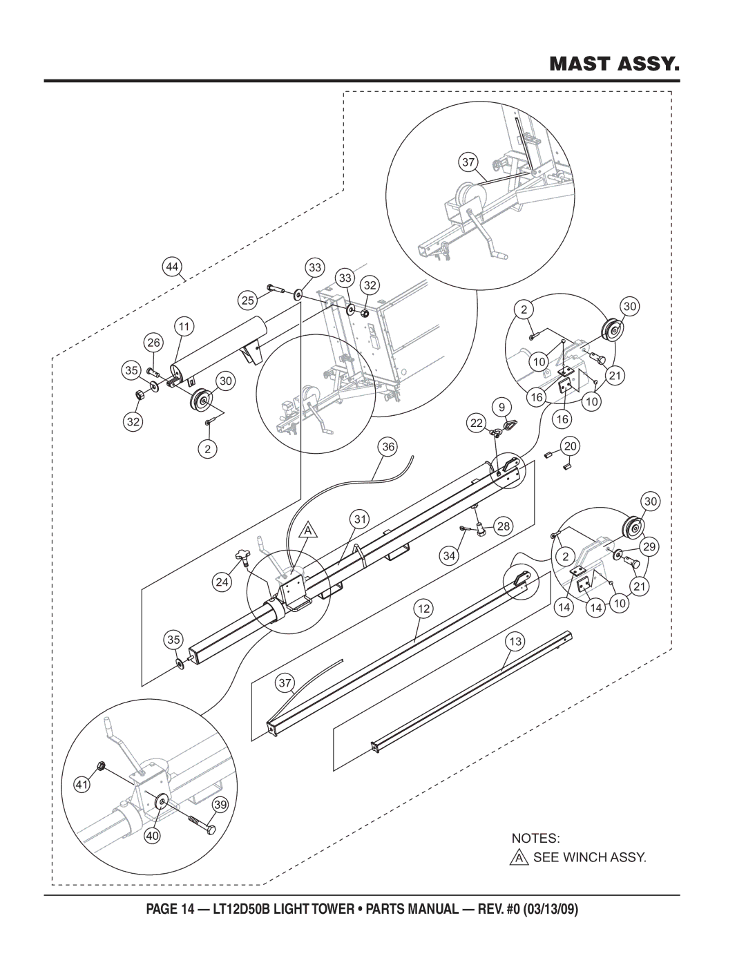 Multiquip LT12D50B manual Mast Assy 