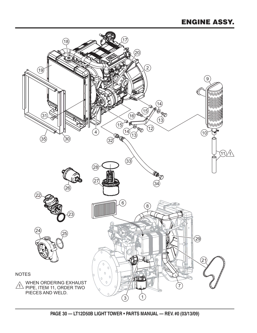 Multiquip LT12D50B manual Engine Assy 