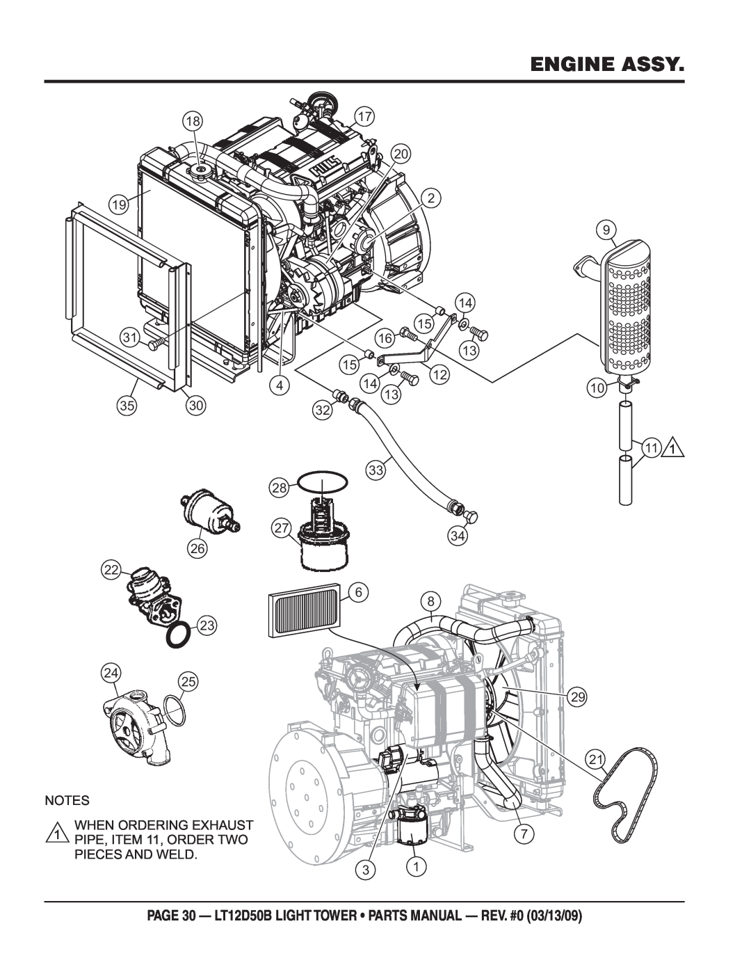 Multiquip manual Engine Assy, PAGE 30 - LT12D50B LIGHT TOWER PARTS MANUAL - REV. #0 03/13/09 