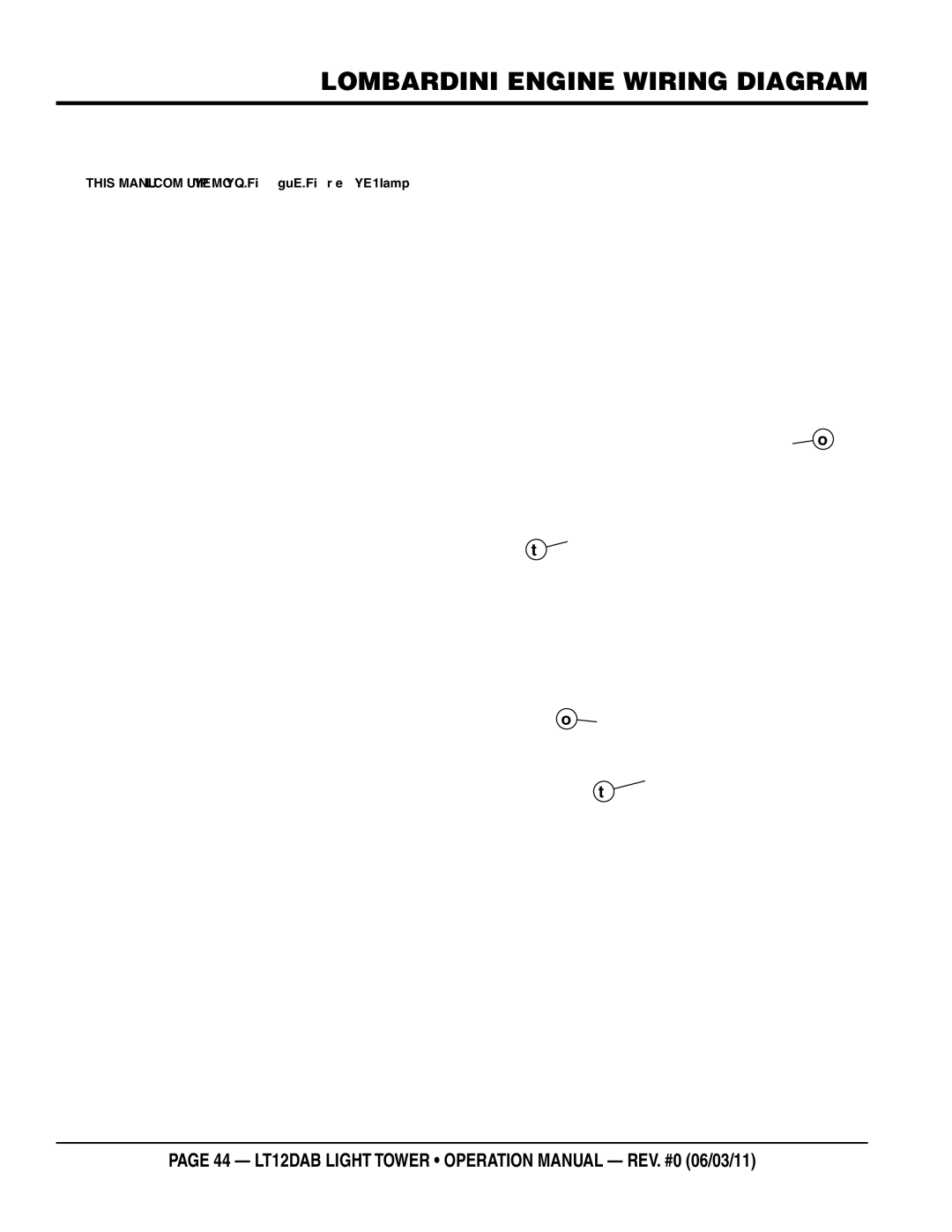 Multiquip LT12DAB operation manual Lombardini engine wiring diagram 