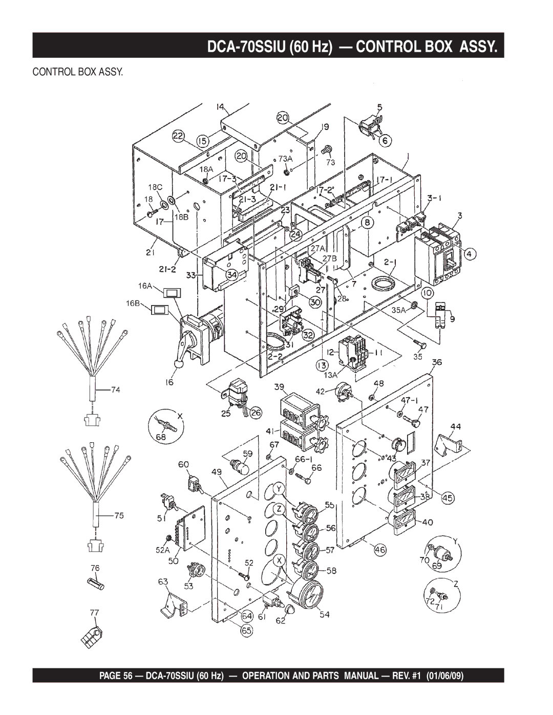 Multiquip M2870300504 operation manual DCA-70SSIU 60 Hz Control BOX Assy 