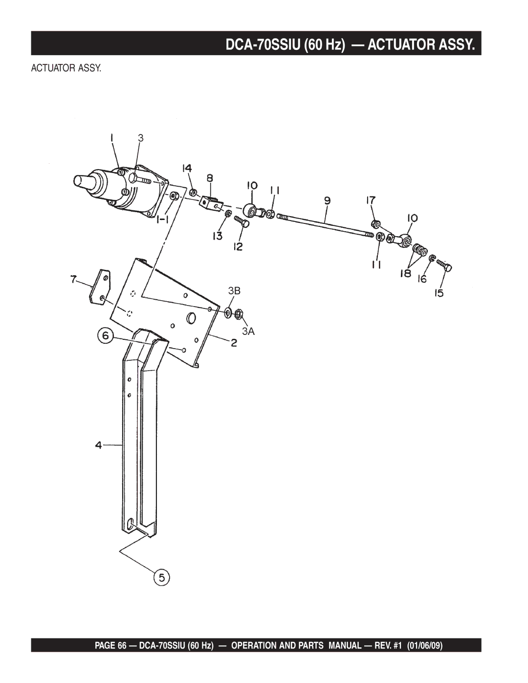 Multiquip M2870300504 operation manual DCA-70SSIU 60 Hz Actuator Assy 