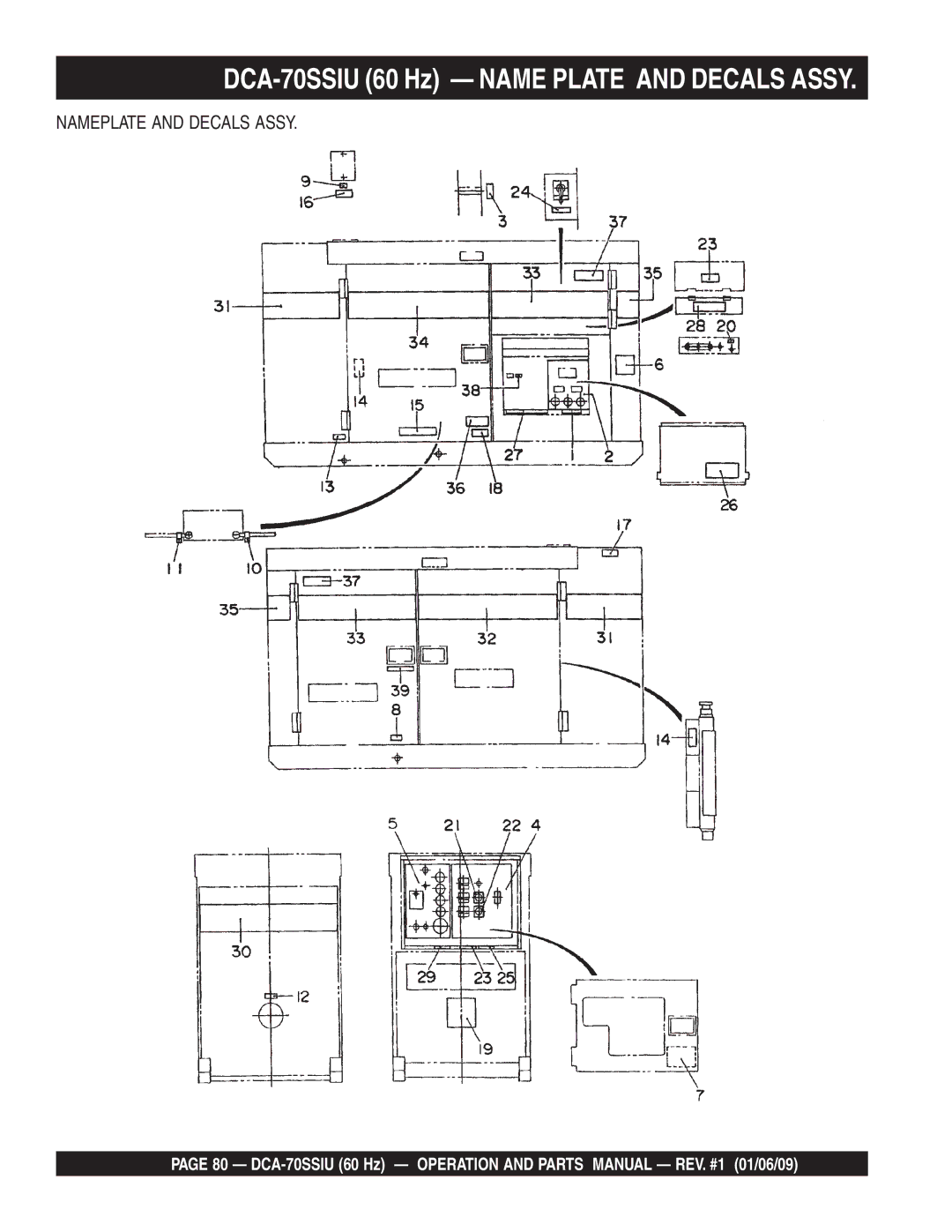 Multiquip M2870300504 operation manual DCA-70SSIU 60 Hz Name Plate and Decals Assy 