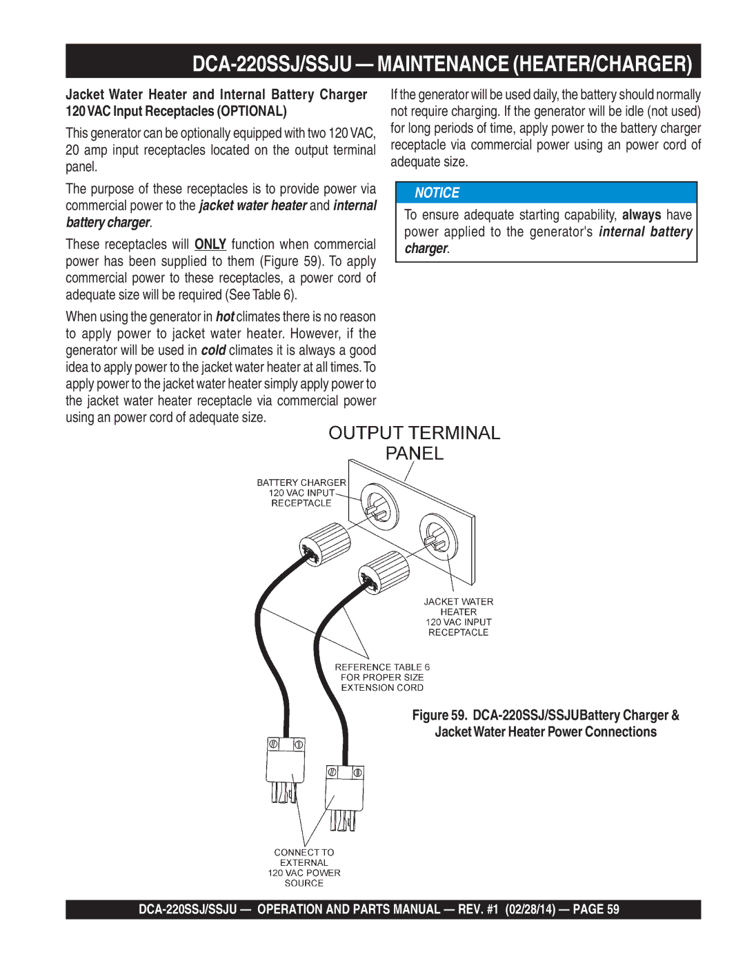 Multiquip C1870300404, M4870300104B operation manual DCA-220SSJ/SSJU Maintenance HEATER/CHARGER 