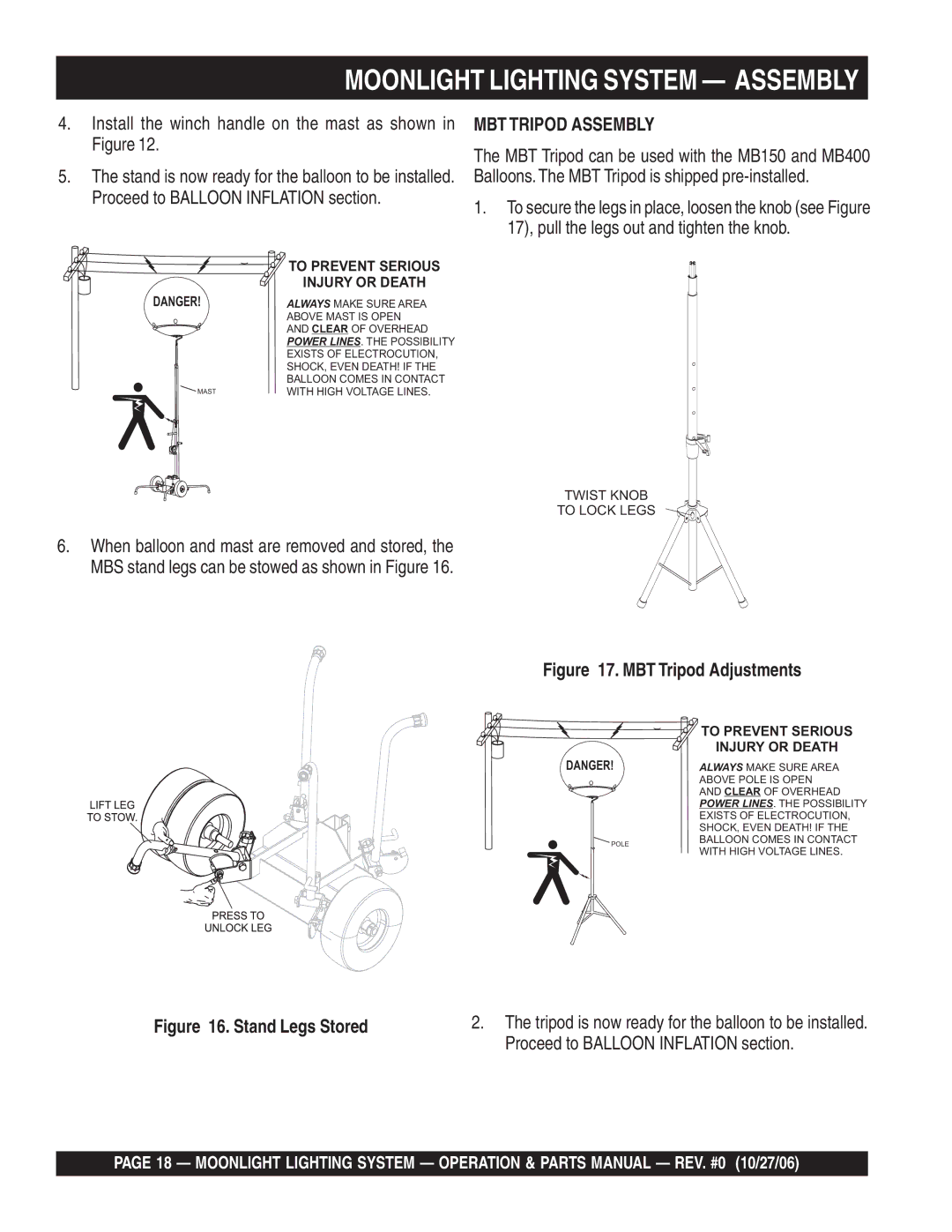 Multiquip MB1000W, MB400B, MB150 manual MBT Tripod Assembly, To Prevent Serious Injury or Death 