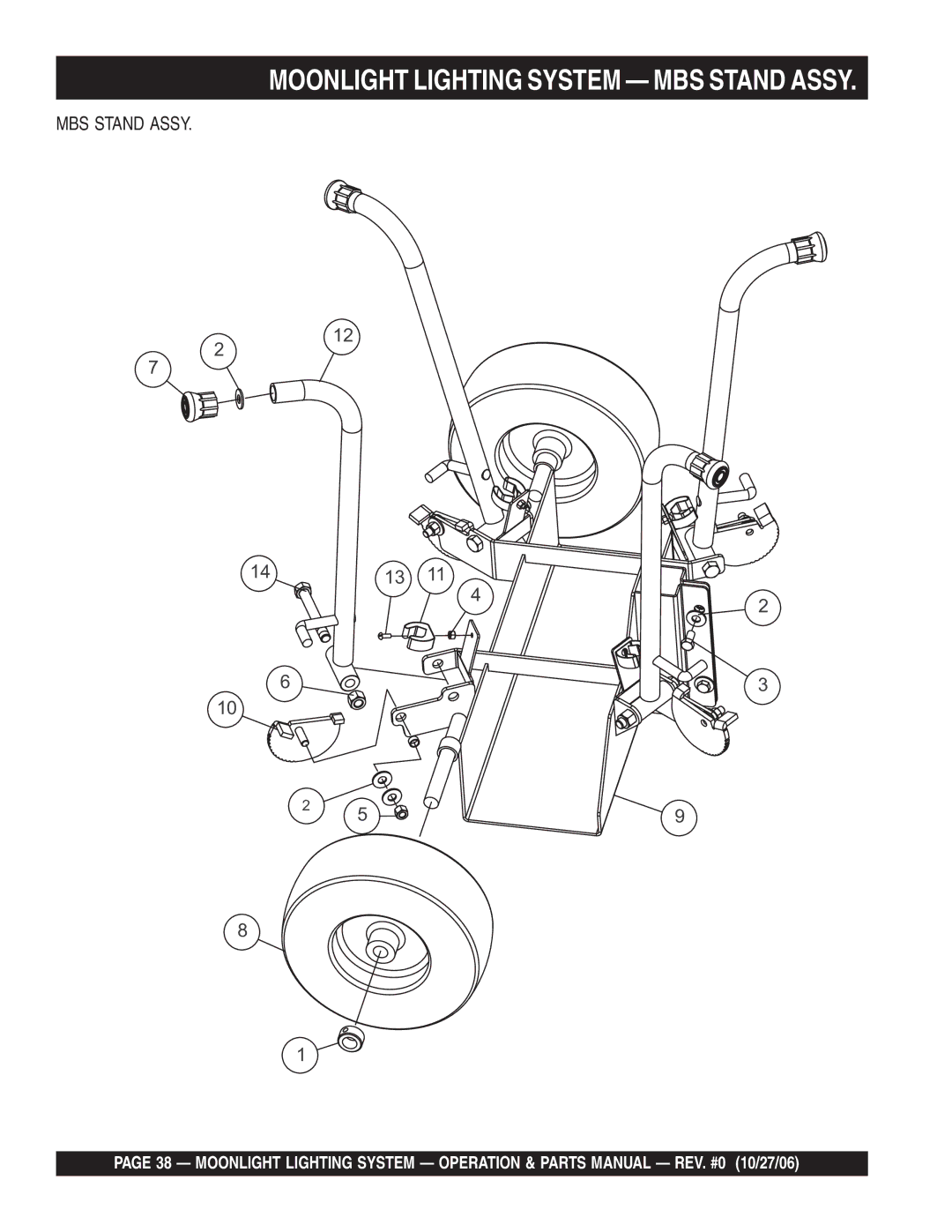 Multiquip MB1000W, MB400B, MB150 manual Moonlight Lighting System MBS Stand Assy 