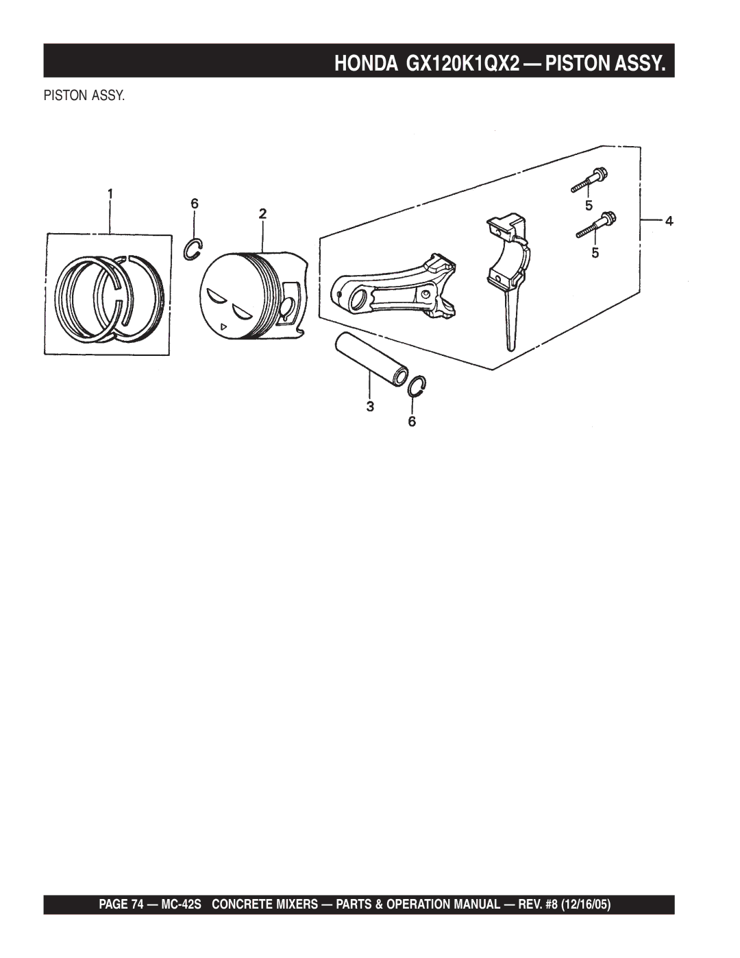 Multiquip MC-42S manual Piston Assy 