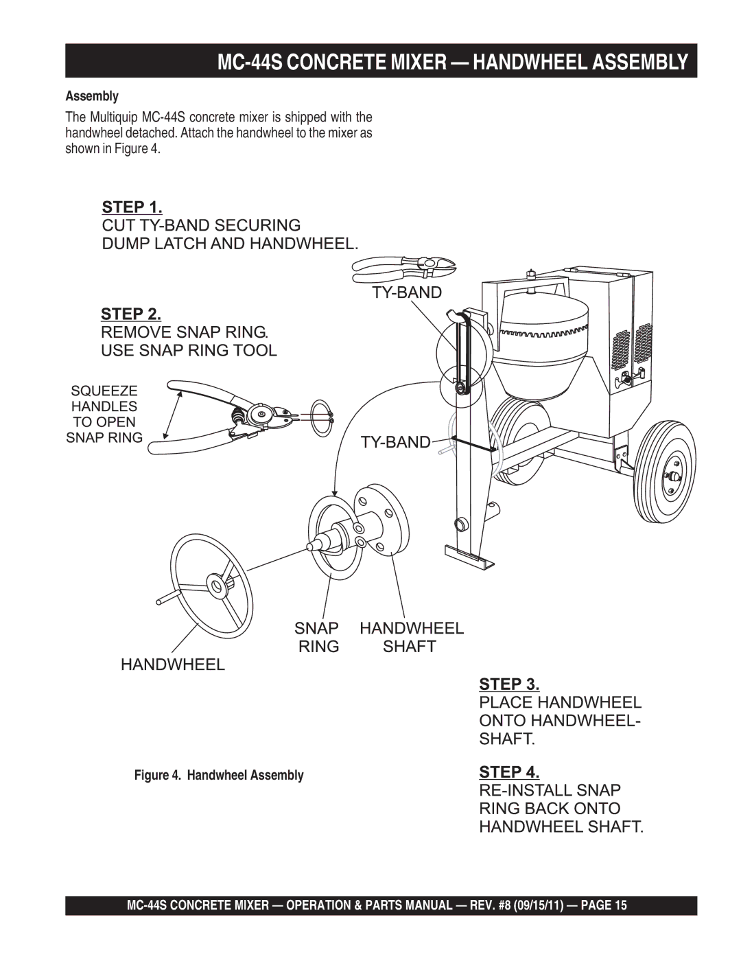 Multiquip manual MC-44S Concrete Mixer Handwheel Assembly 